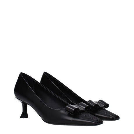 Salvatore Ferragamo Black Leather Broch