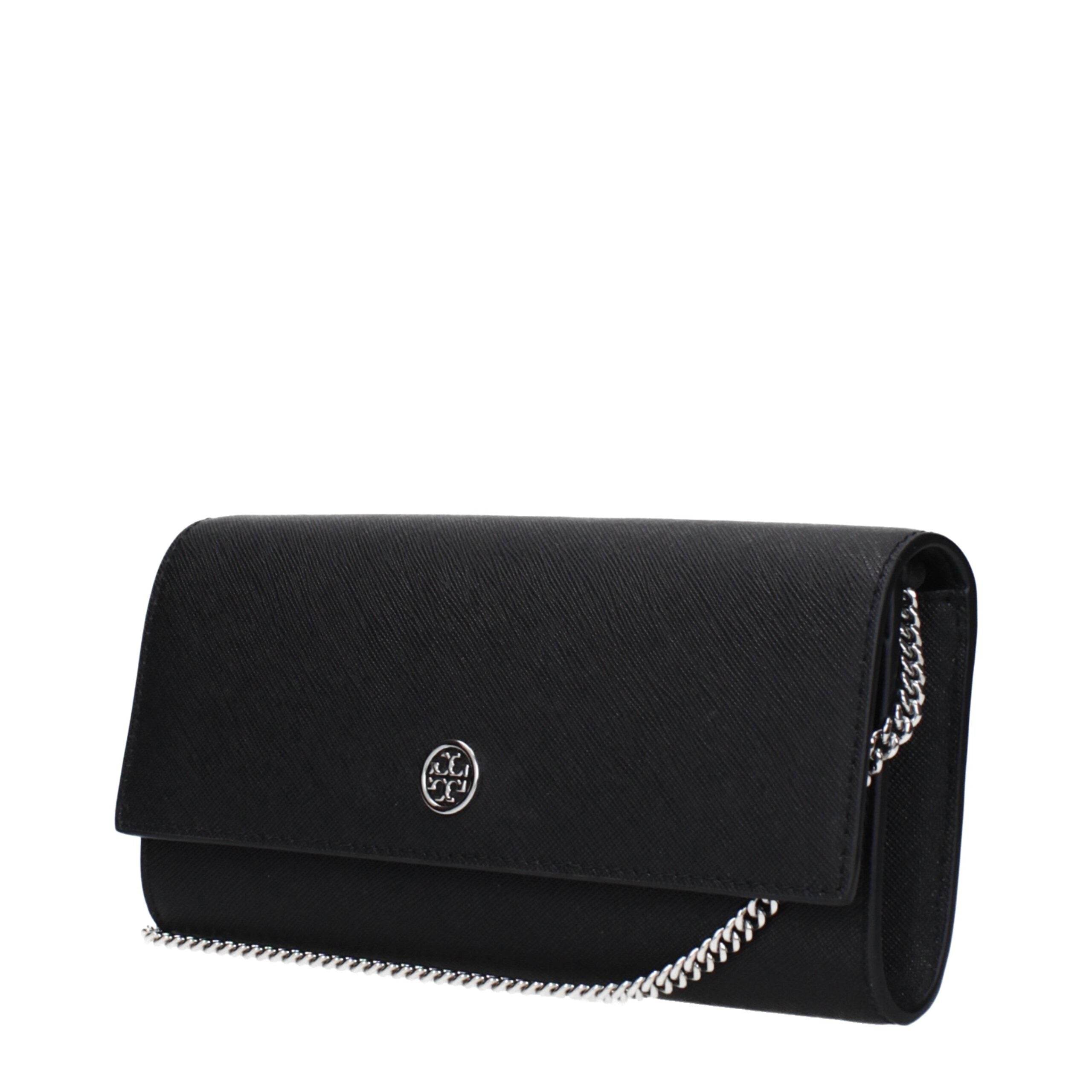 Tory Burch Black Leather Clutch Bags - Hilstor