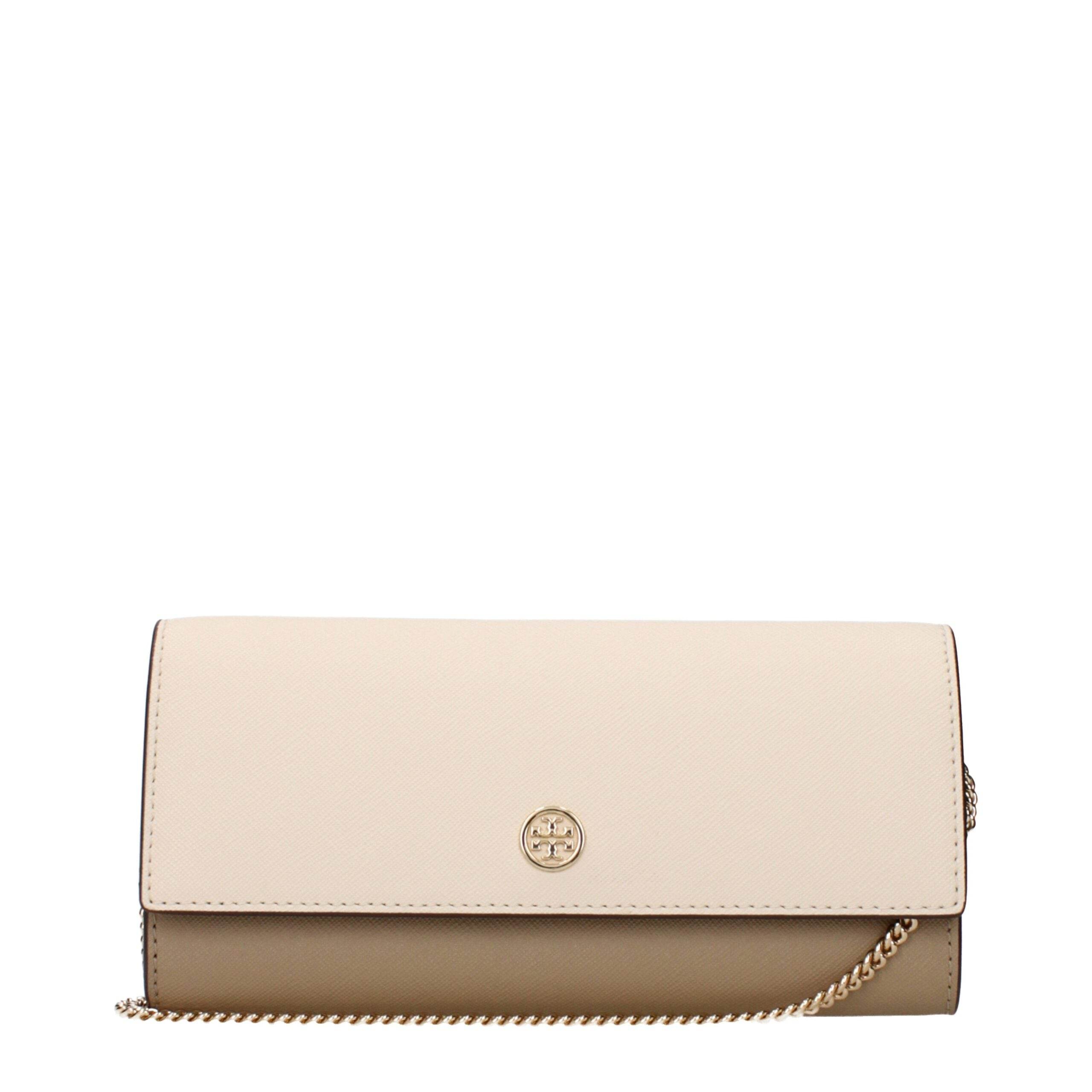 Tory Burch Beige Leather Clutch Bags - Hilstor