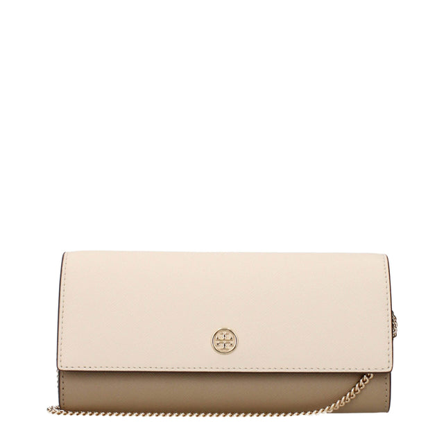 Tory Burch Beige Leather Clutch Bags - Hilstor