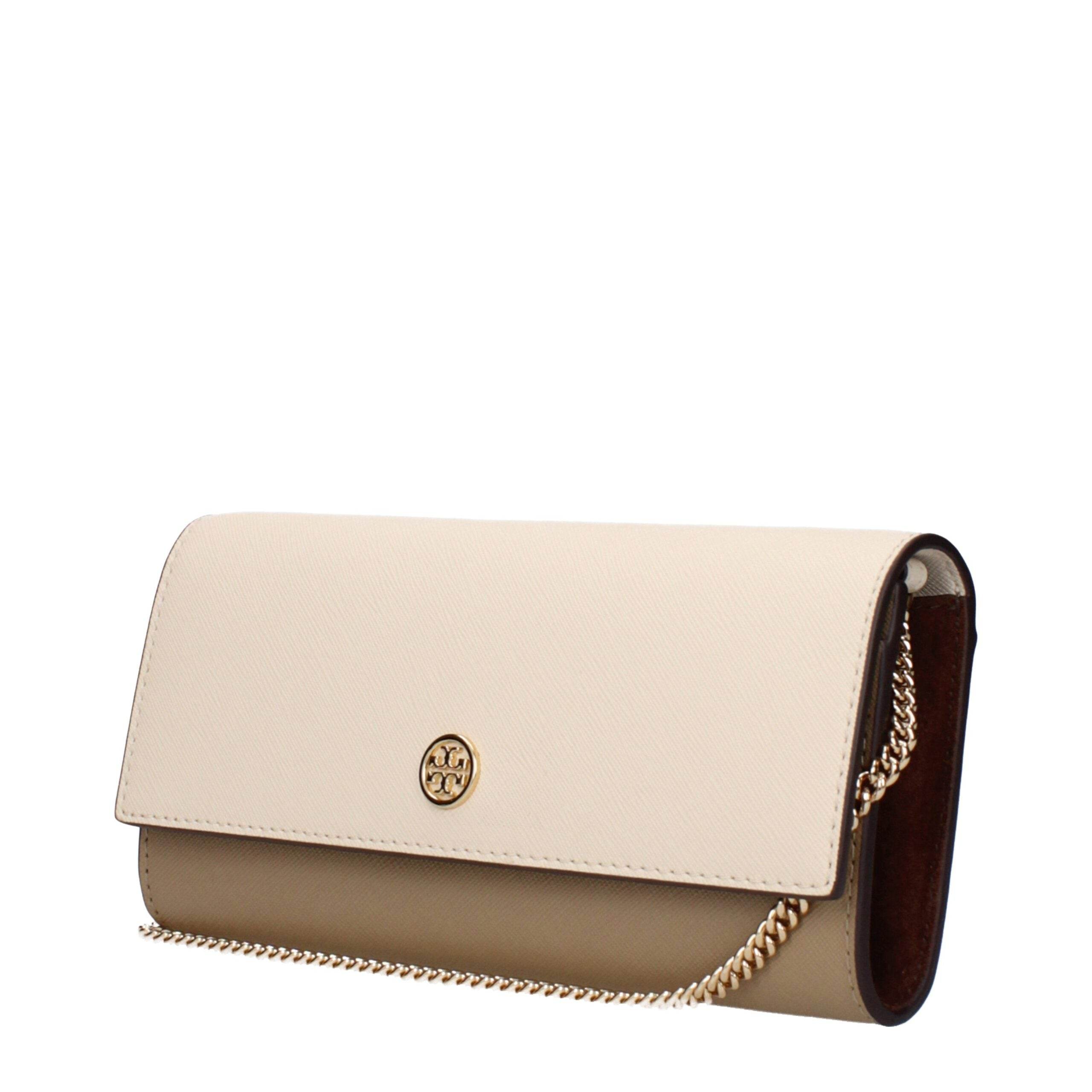 Tory Burch Beige Leather Clutch Bags - Hilstor