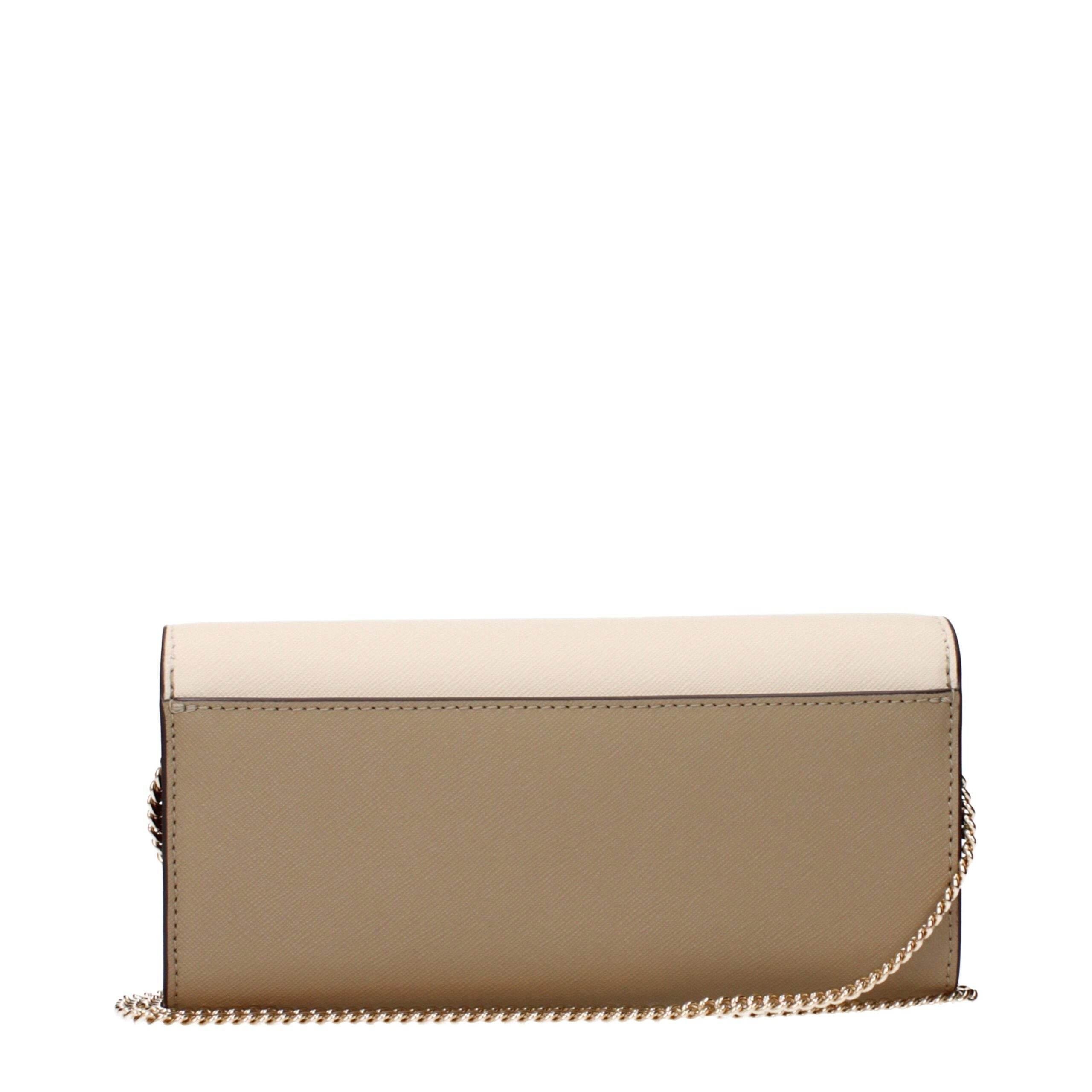 Tory Burch Beige Leather Clutch Bags - Hilstor