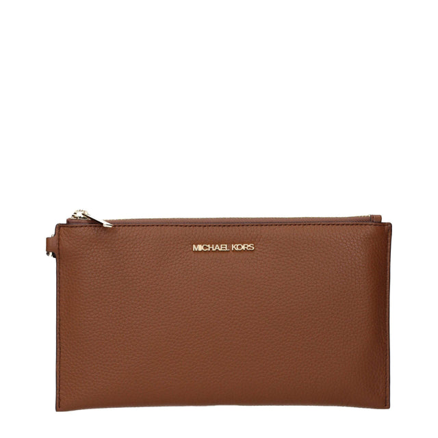 Michael Kors Brown Leather Clutch Bags - Hilstor