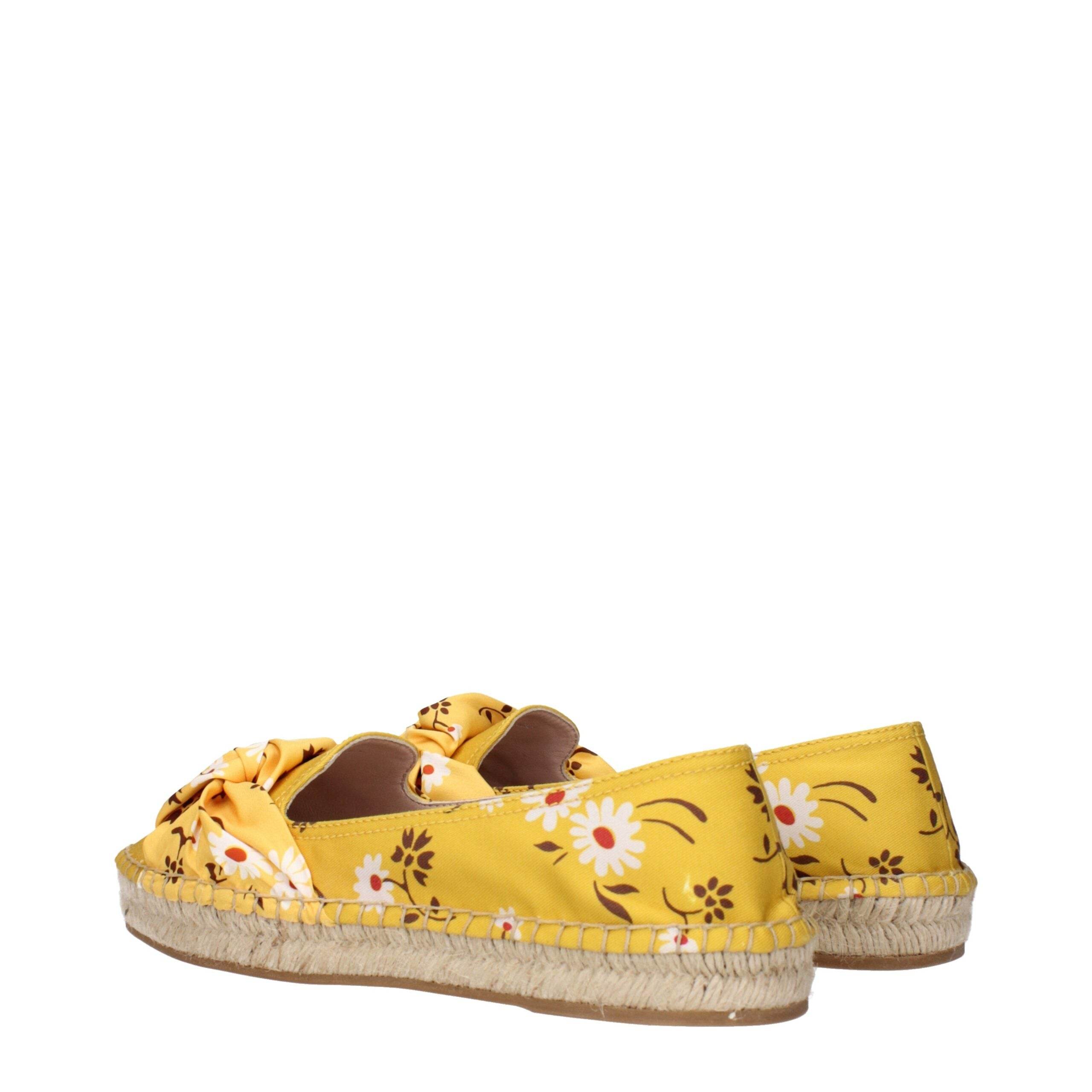 Miu Miu Yellow Fabric Espadrilles - Hilstor