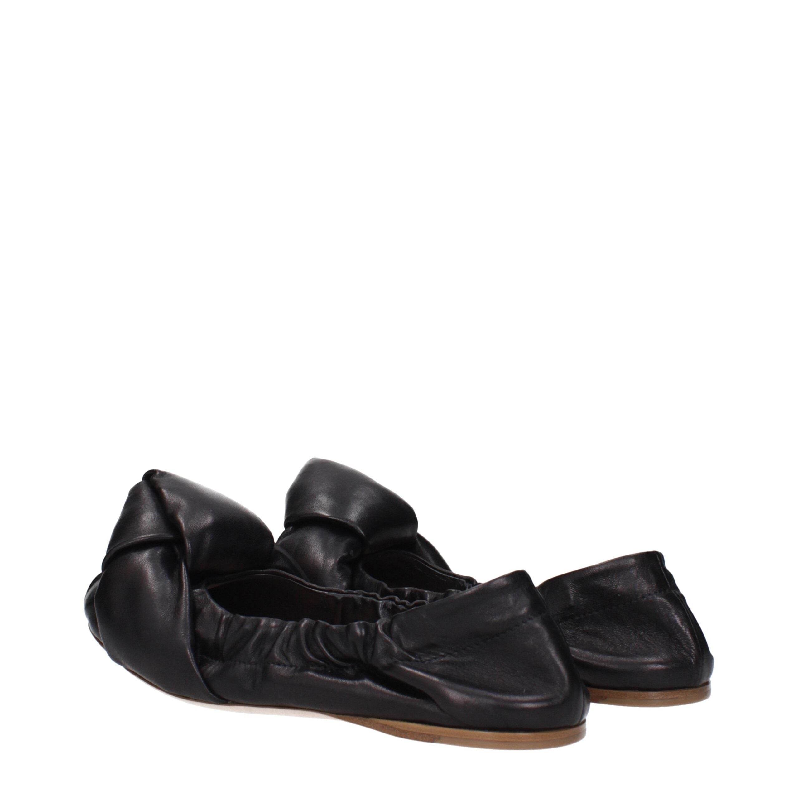 Miu Miu Black Leather Ballet Flats - Hilstor