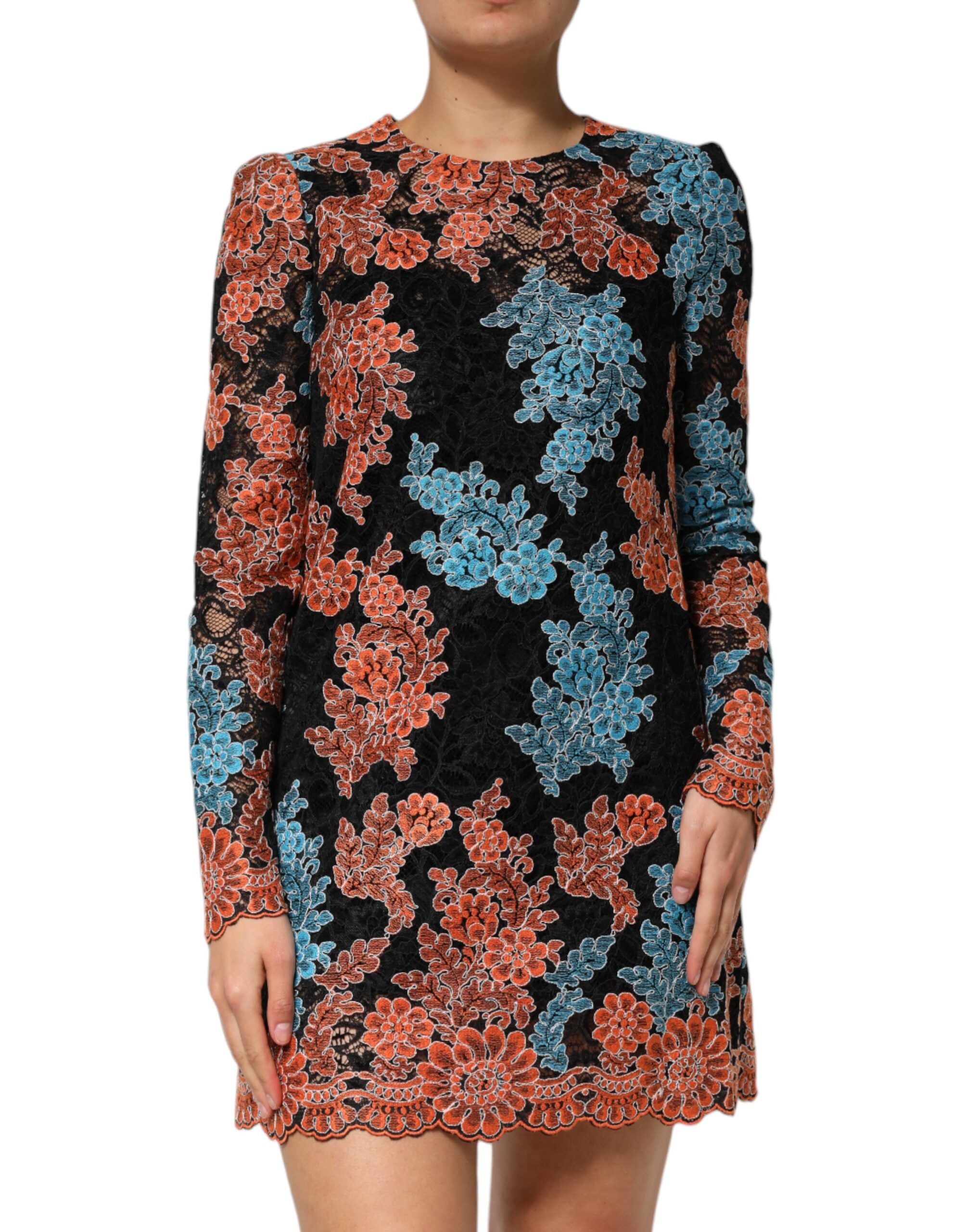 Dolce &amp; Gabbana Multifarvet Blomsterbroderet Shift Minikjole