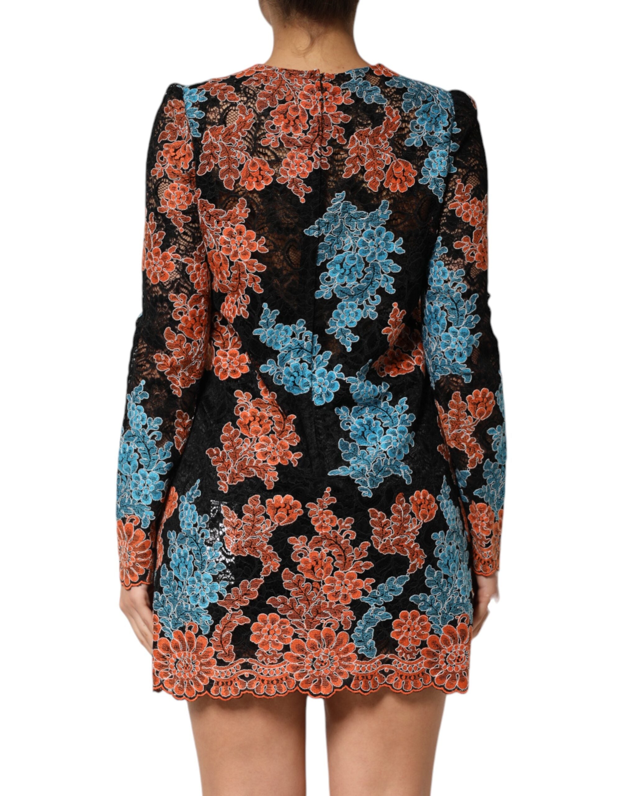Dolce &amp; Gabbana Multifarvet Blomsterbroderet Shift Minikjole