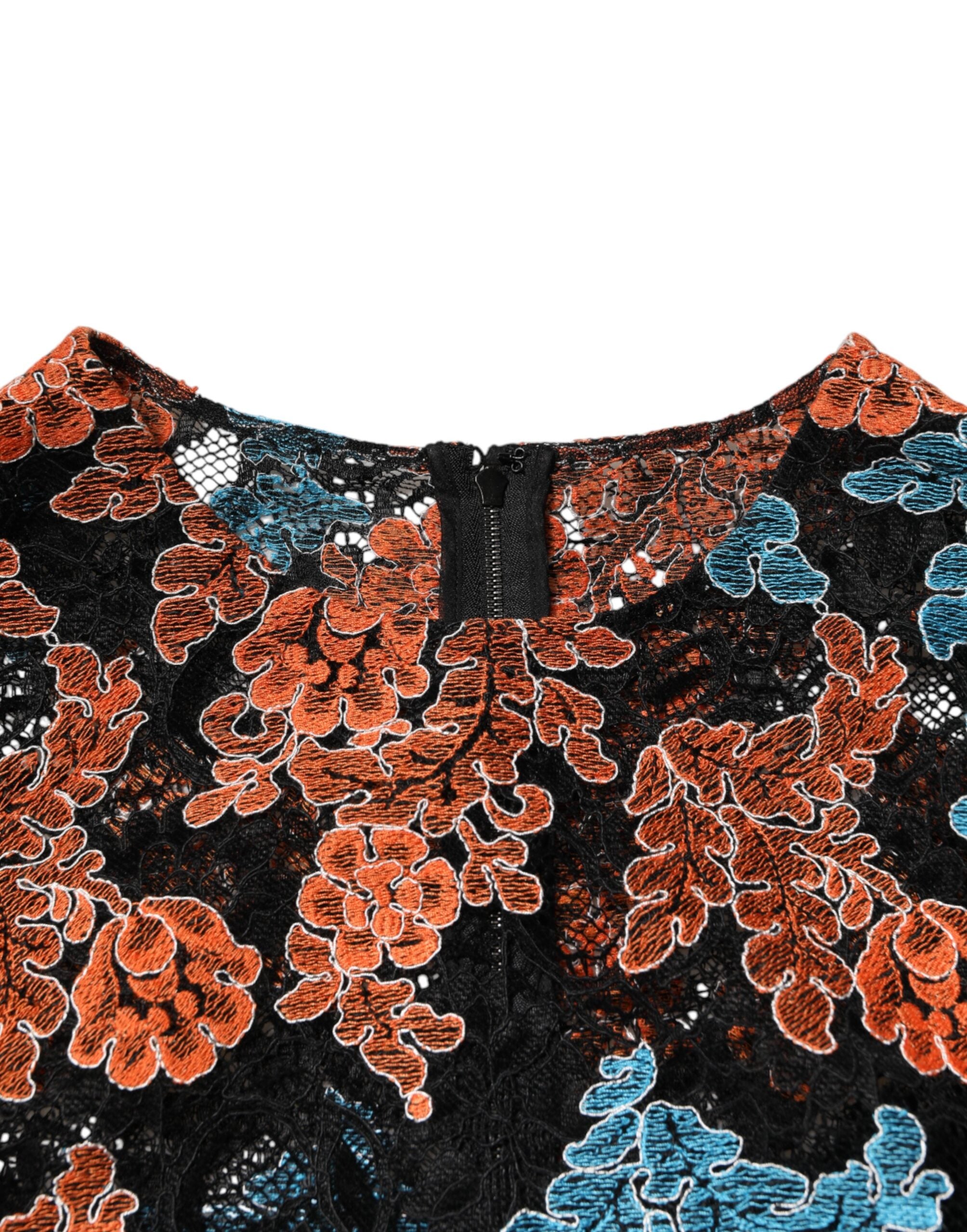 Dolce &amp; Gabbana Multifarvet Blomsterbroderet Shift Minikjole