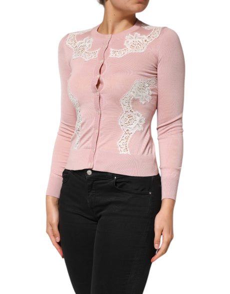 Dolce &amp; Gabbana Rosa Kofta med Blommig Spetsdetalj