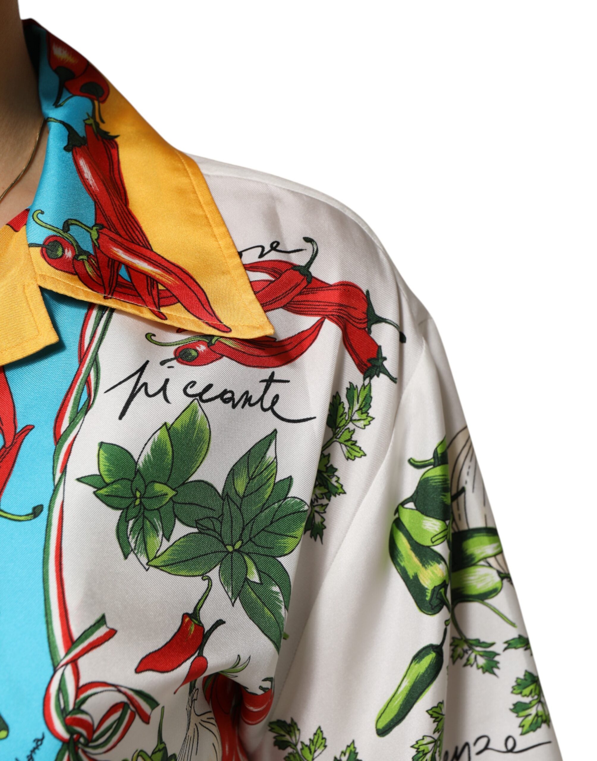 Dolce &amp; Gabbana Flerfarvet Chili Silke Cropped Bluse Top