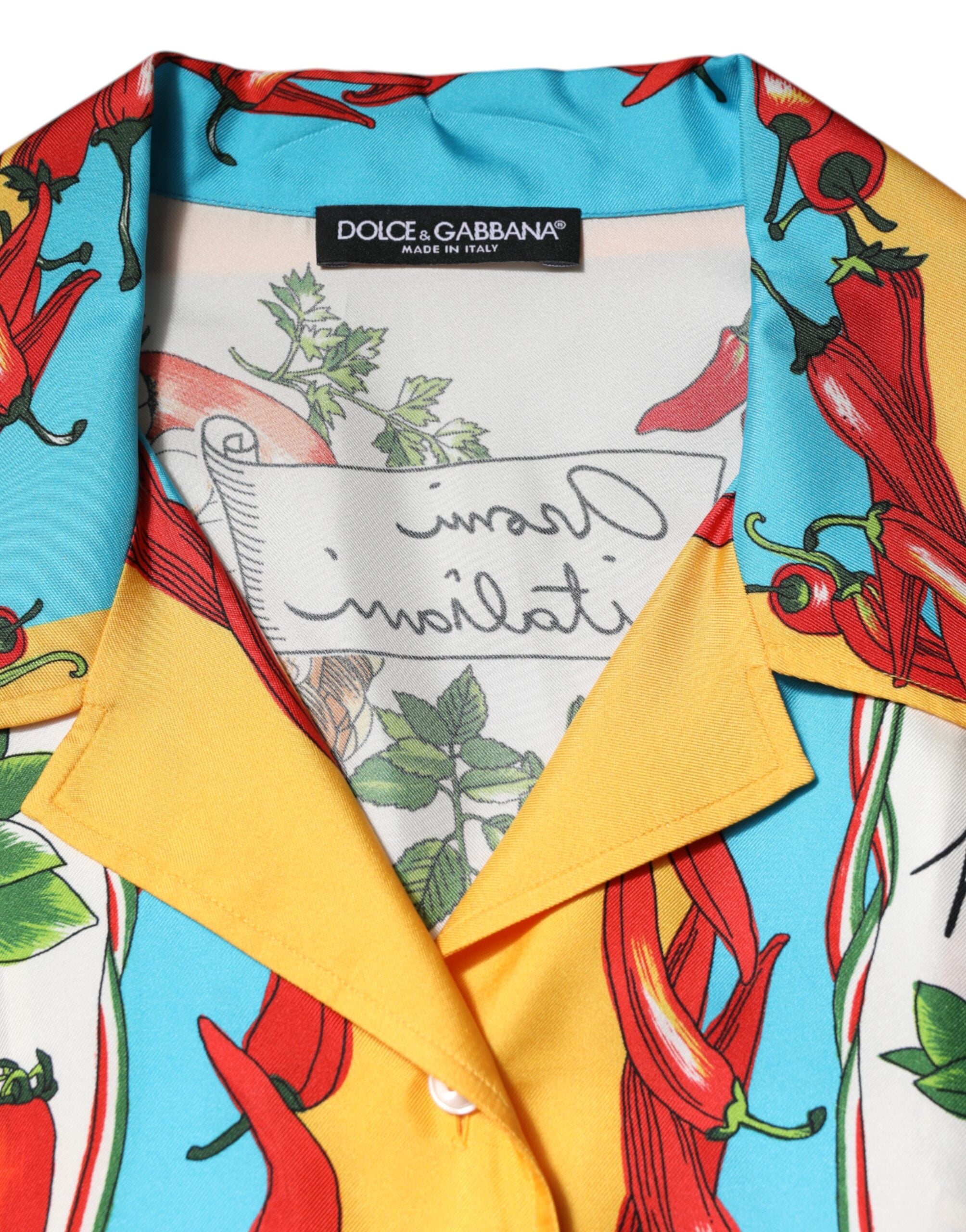 Dolce &amp; Gabbana Flerfarvet Chili Silke Cropped Bluse Top