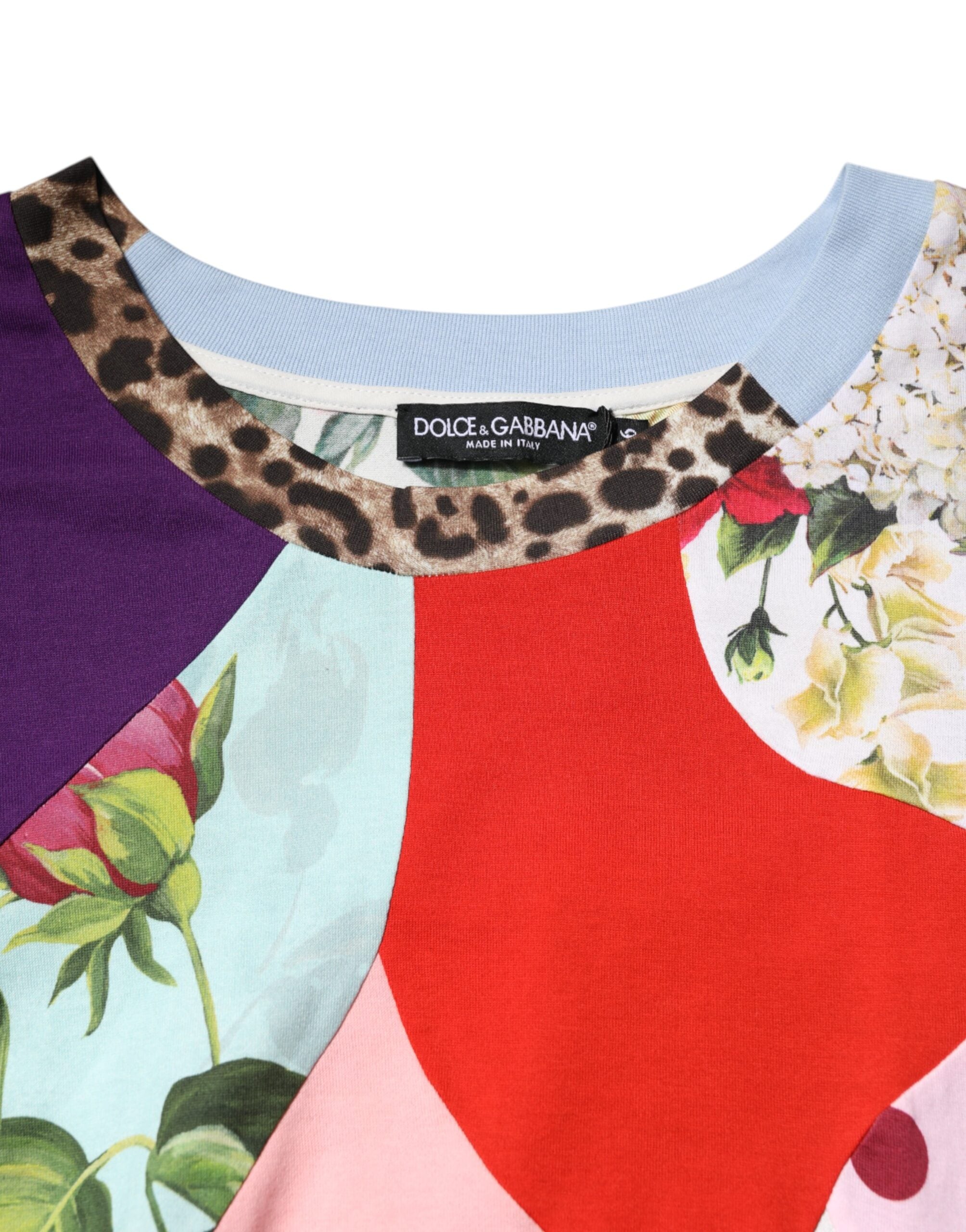 Dolce &amp; Gabbana Multicolor Patchwork Bomuld Silke Bluse Top