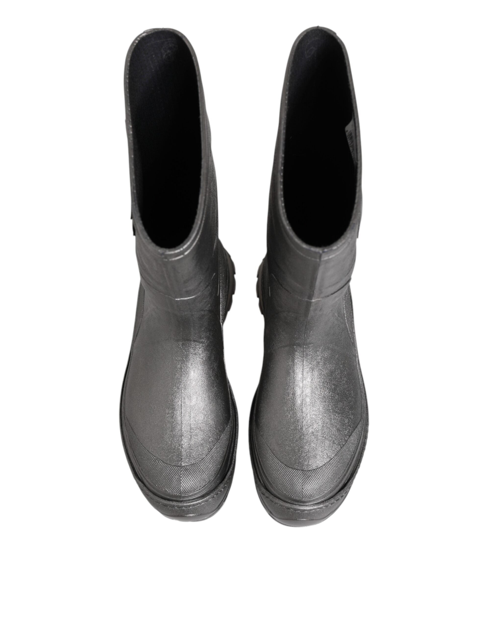 Dolce &amp; Gabbana Metallic Sølv Pull On Gummistøvler Sko