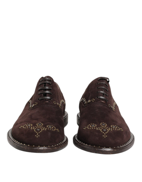 Dolce &amp; Gabbana Brune Fløjlssko med Snøre og Oxford-mønster
