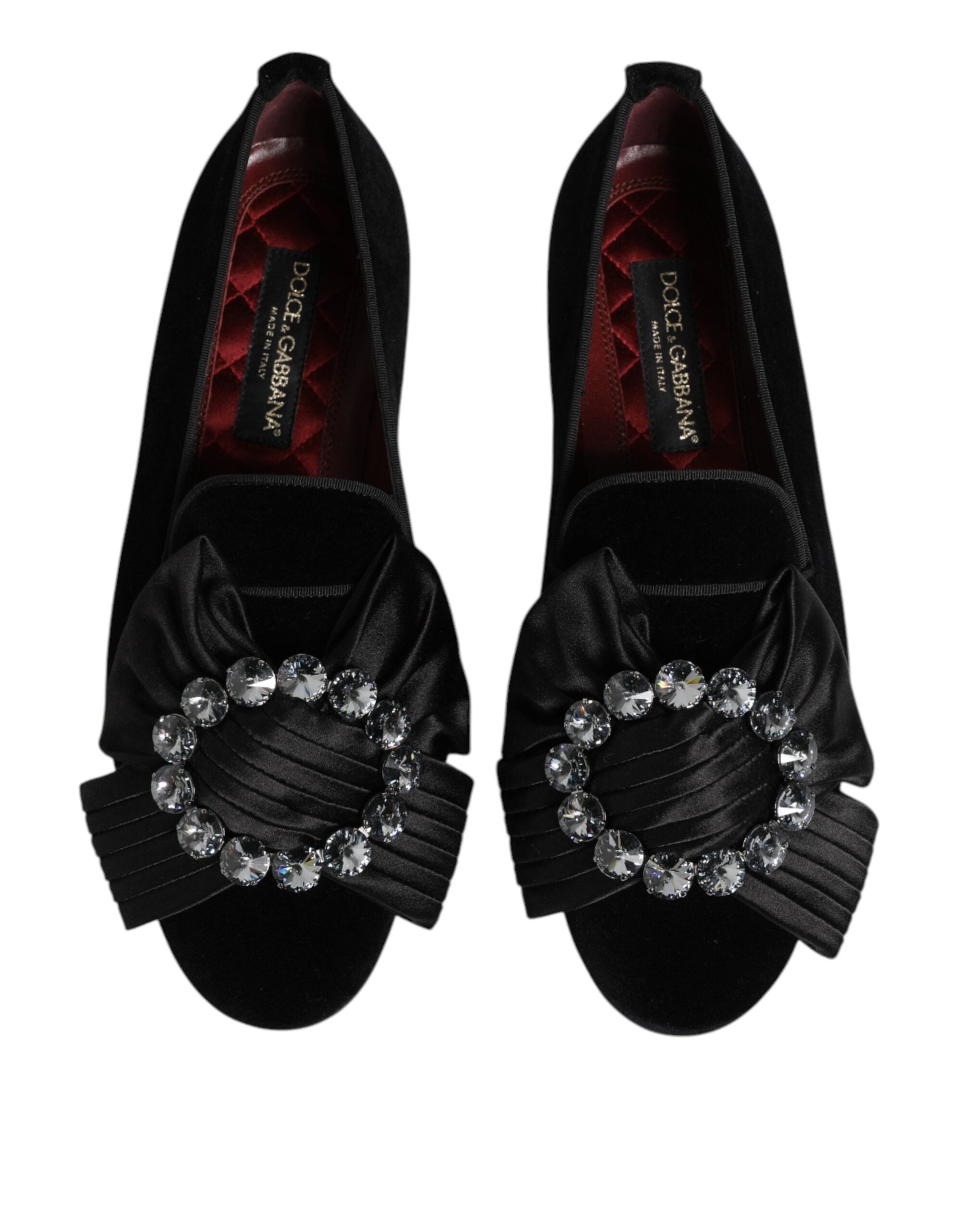 Dolce &amp; Gabbana Sorte Vaticano Krystalbånd Slip-On Sko