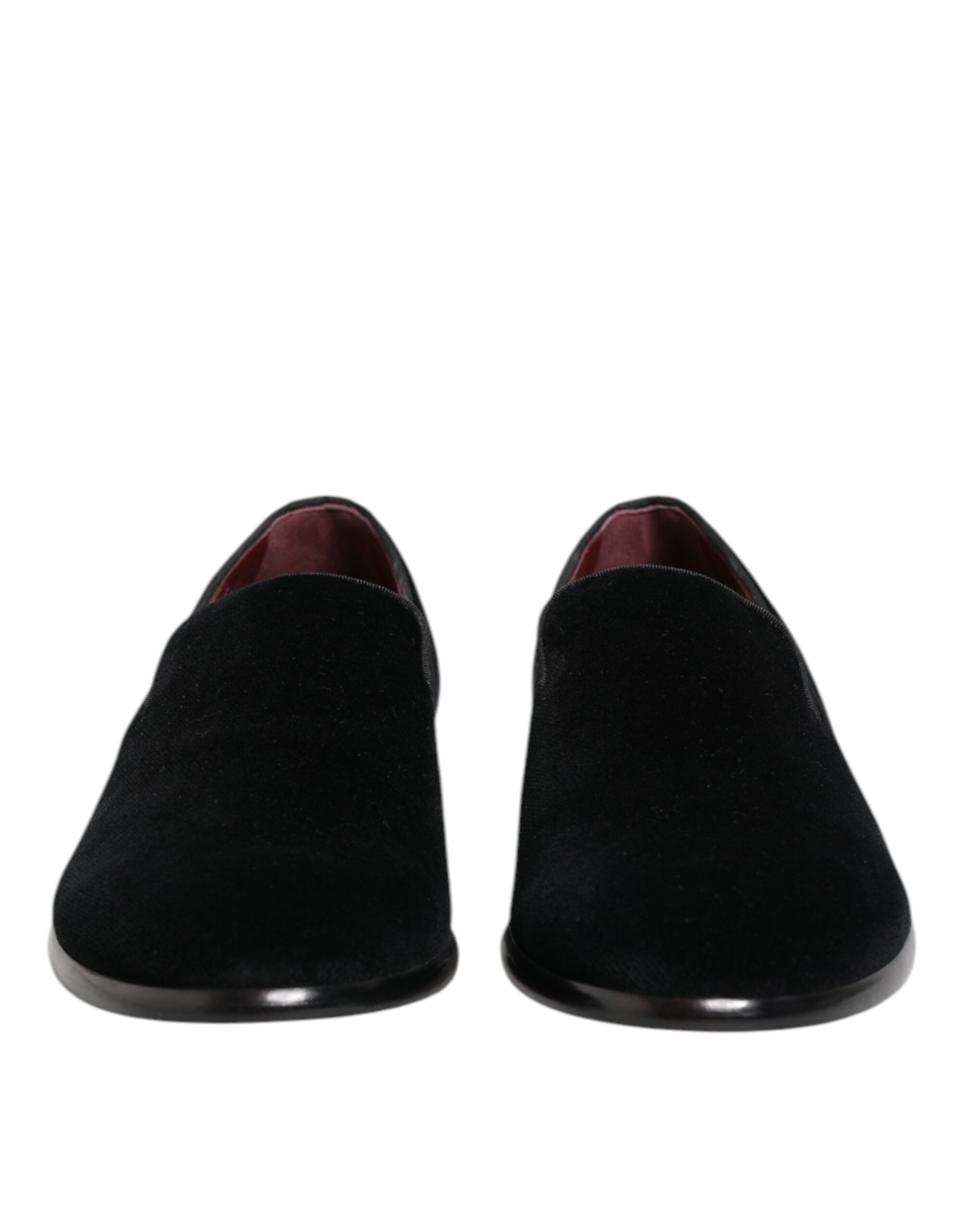 Dolce &amp; Gabbana Black Velvet Loafers Formelle mænd kjole sko
