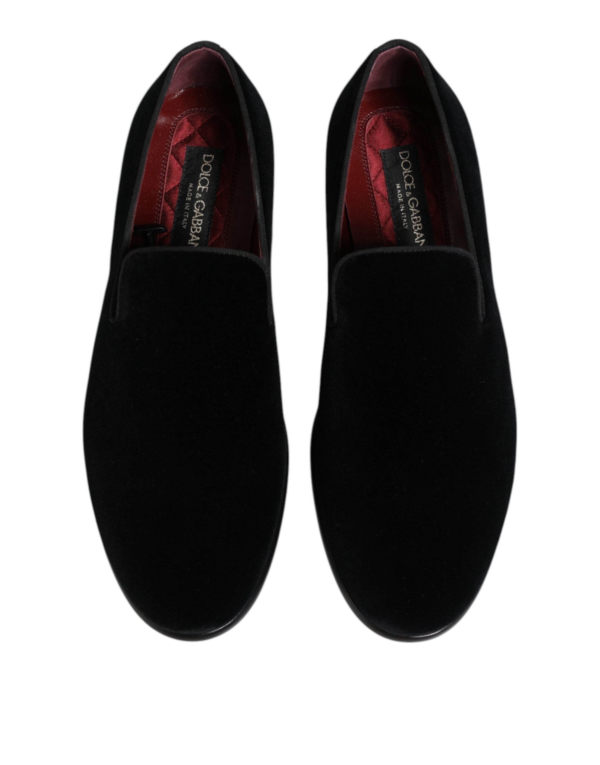 Dolce &amp; Gabbana Black Velvet Loafers Formelle mænd kjole sko