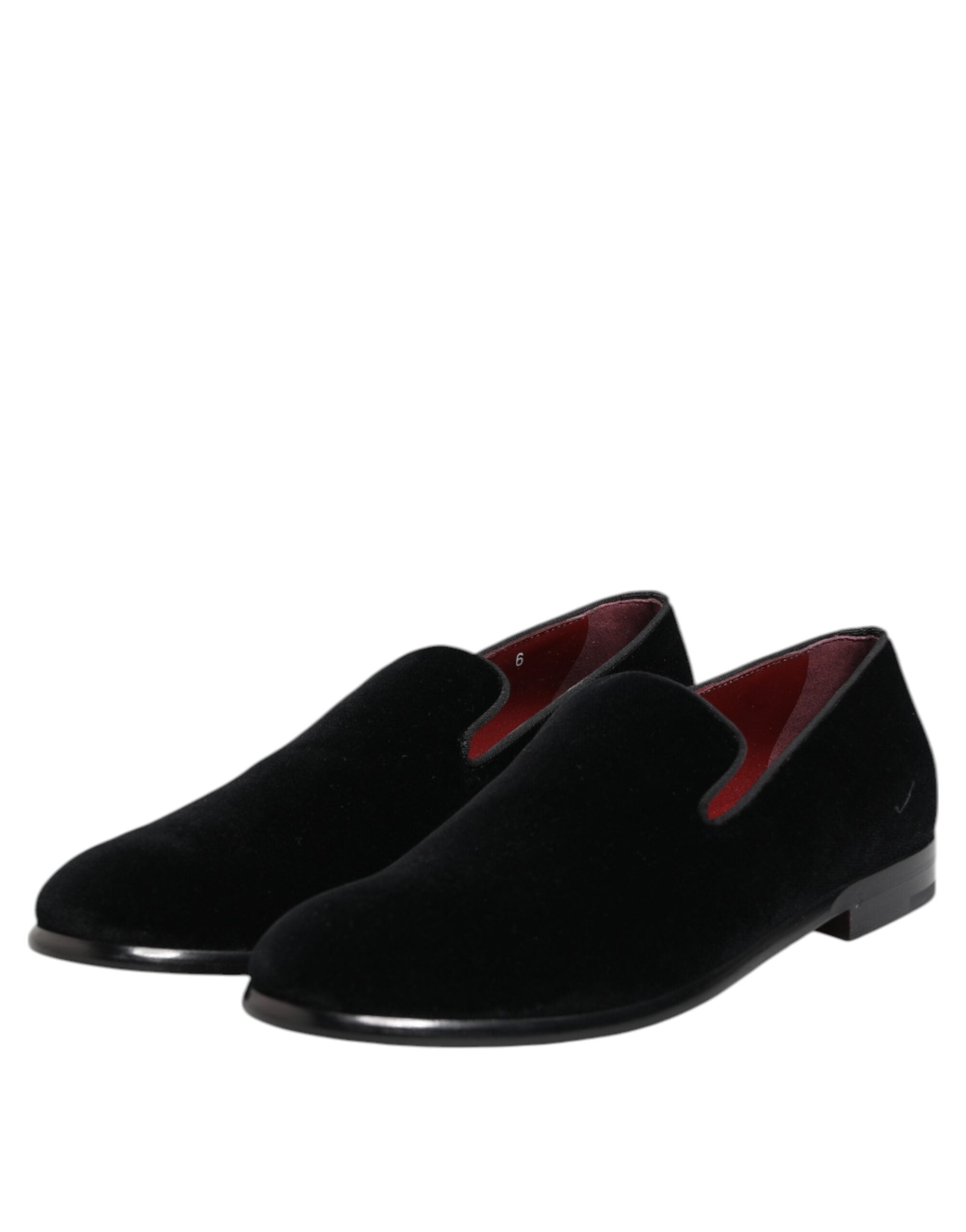 Dolce &amp; Gabbana Black Velvet Loafers Formelle mænd kjole sko
