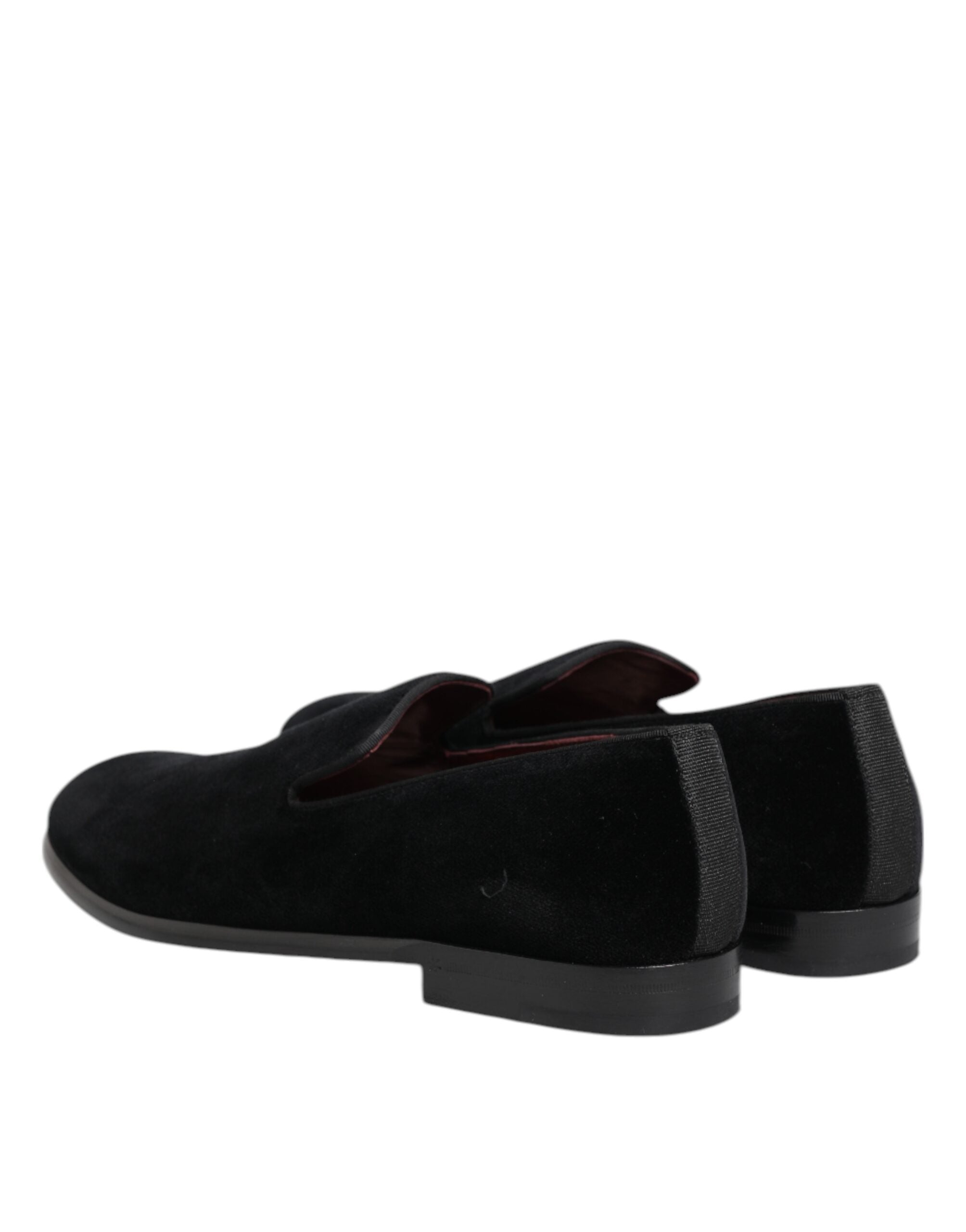 Dolce &amp; Gabbana Black Velvet Loafers Formelle mænd kjole sko