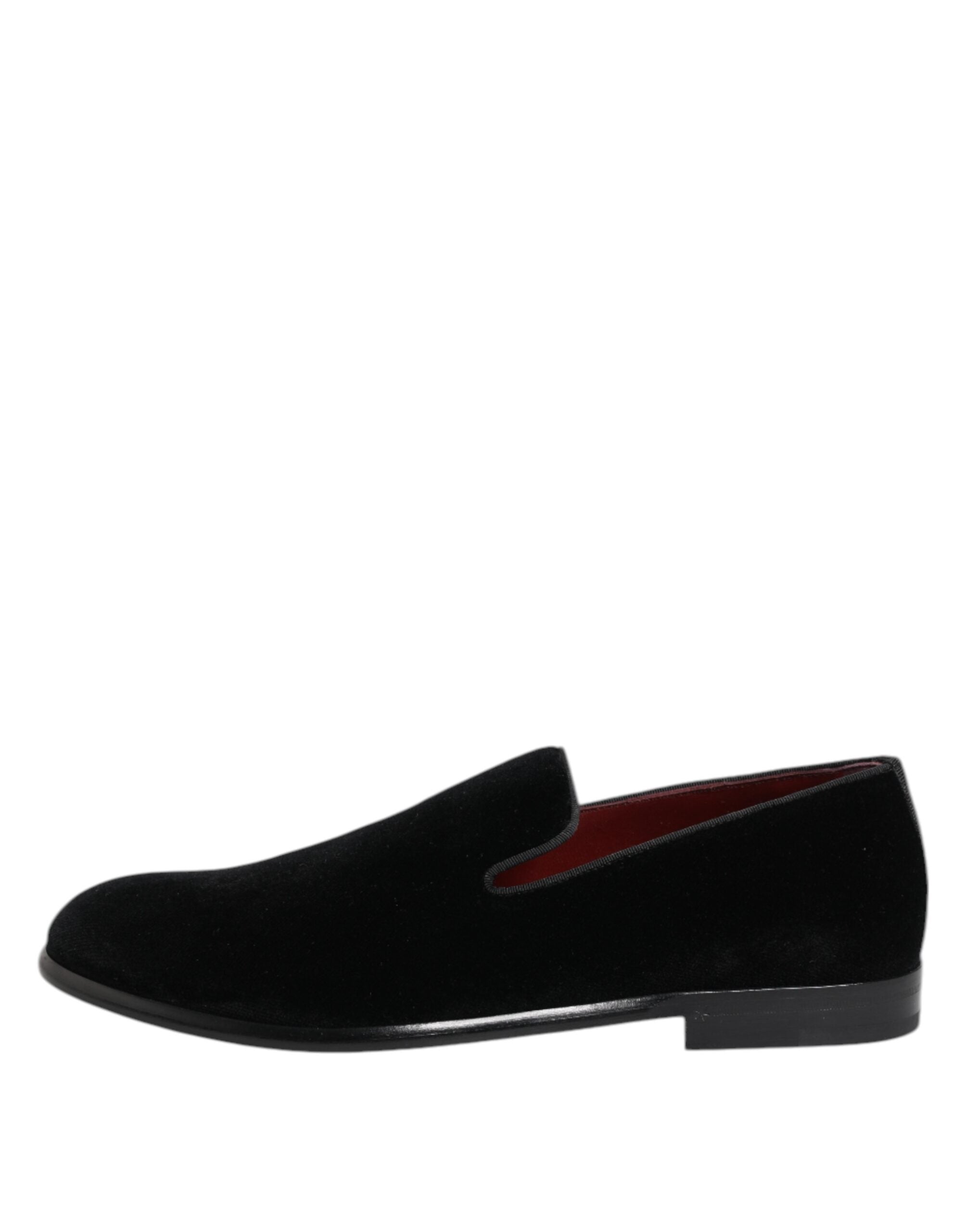 Dolce &amp; Gabbana Black Velvet Loafers Formelle mænd kjole sko