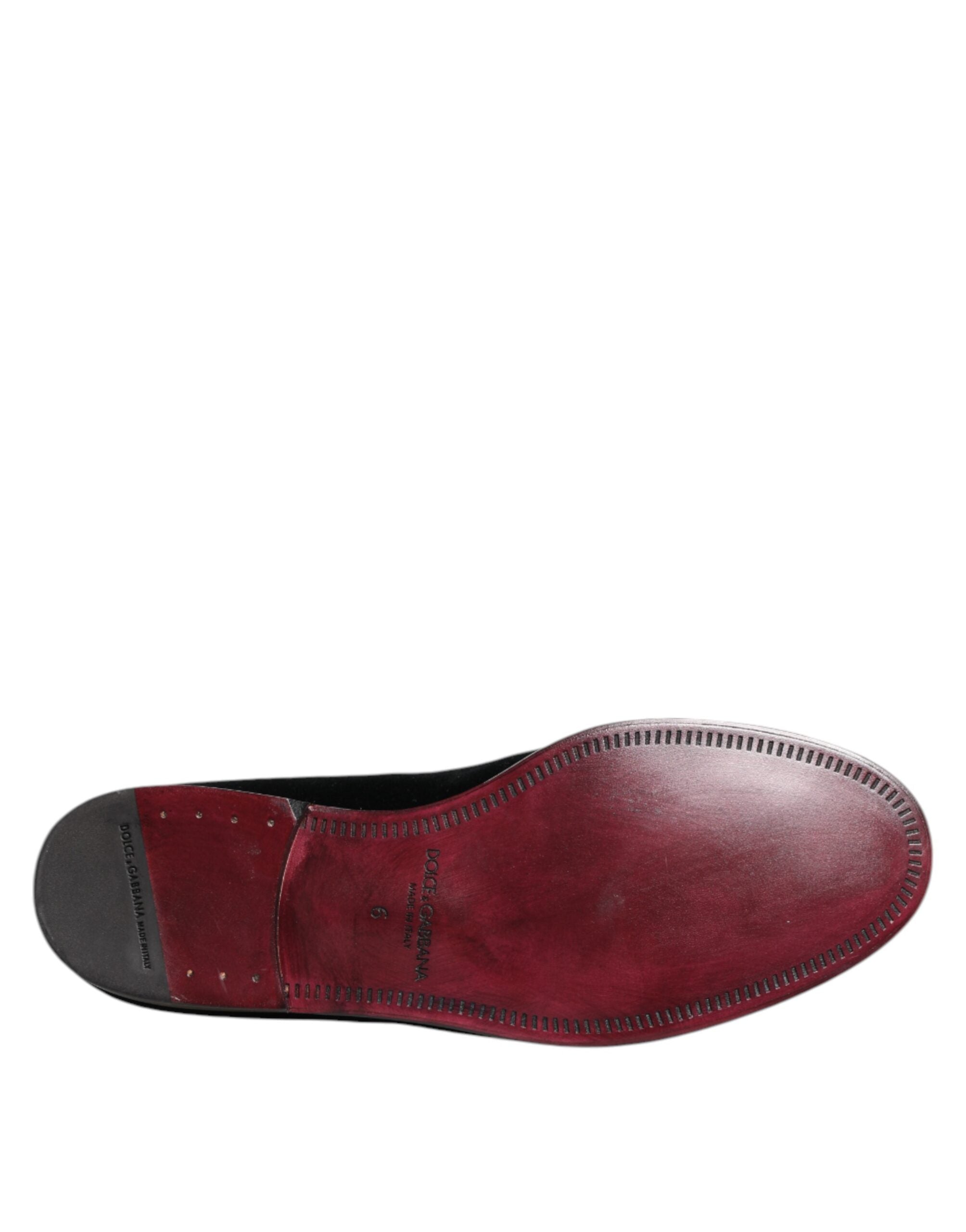 Dolce &amp; Gabbana Black Velvet Loafers Formelle mænd kjole sko