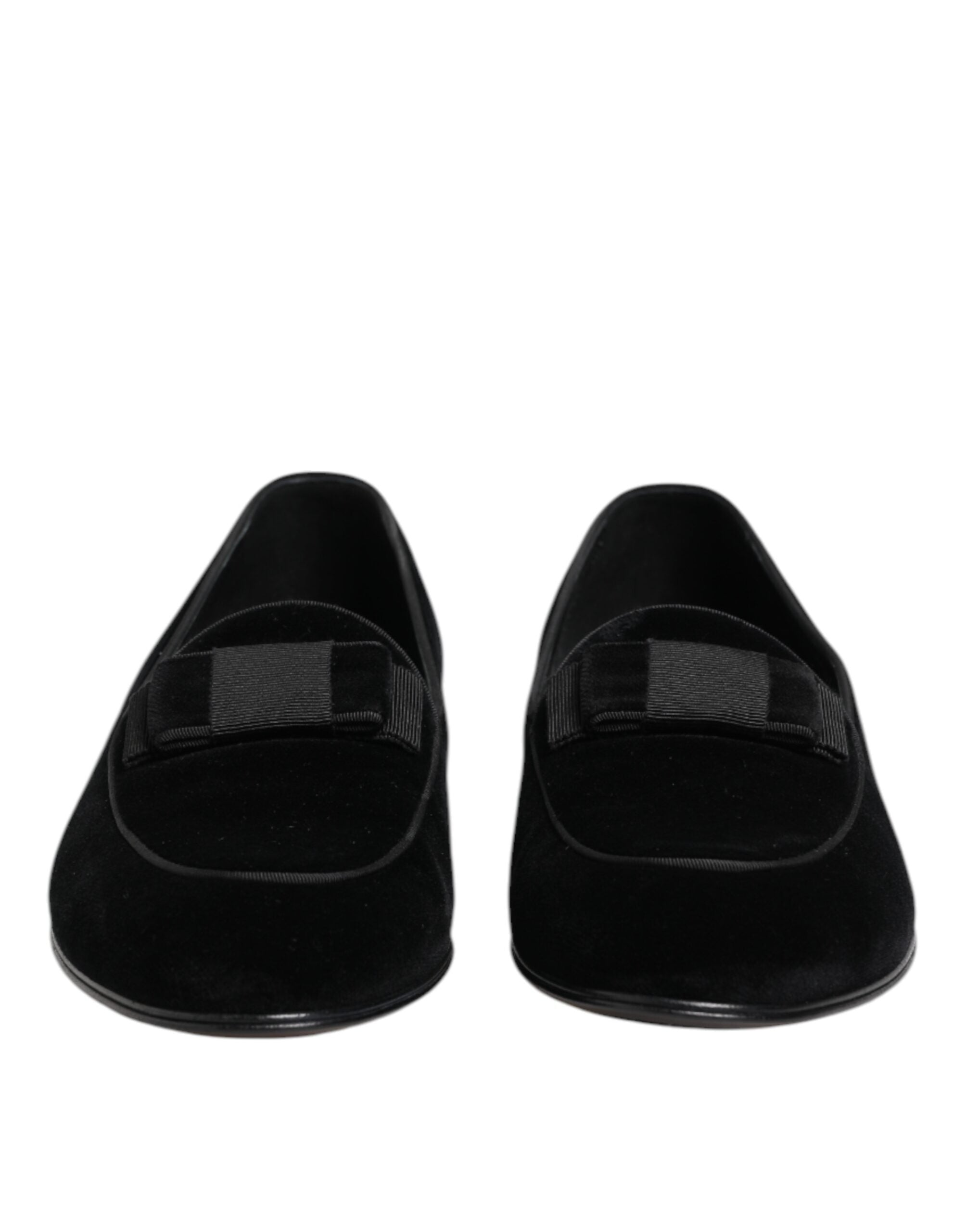 Dolce &amp; Gabbana Black Velvet Loafers Formelle mænd kjole sko