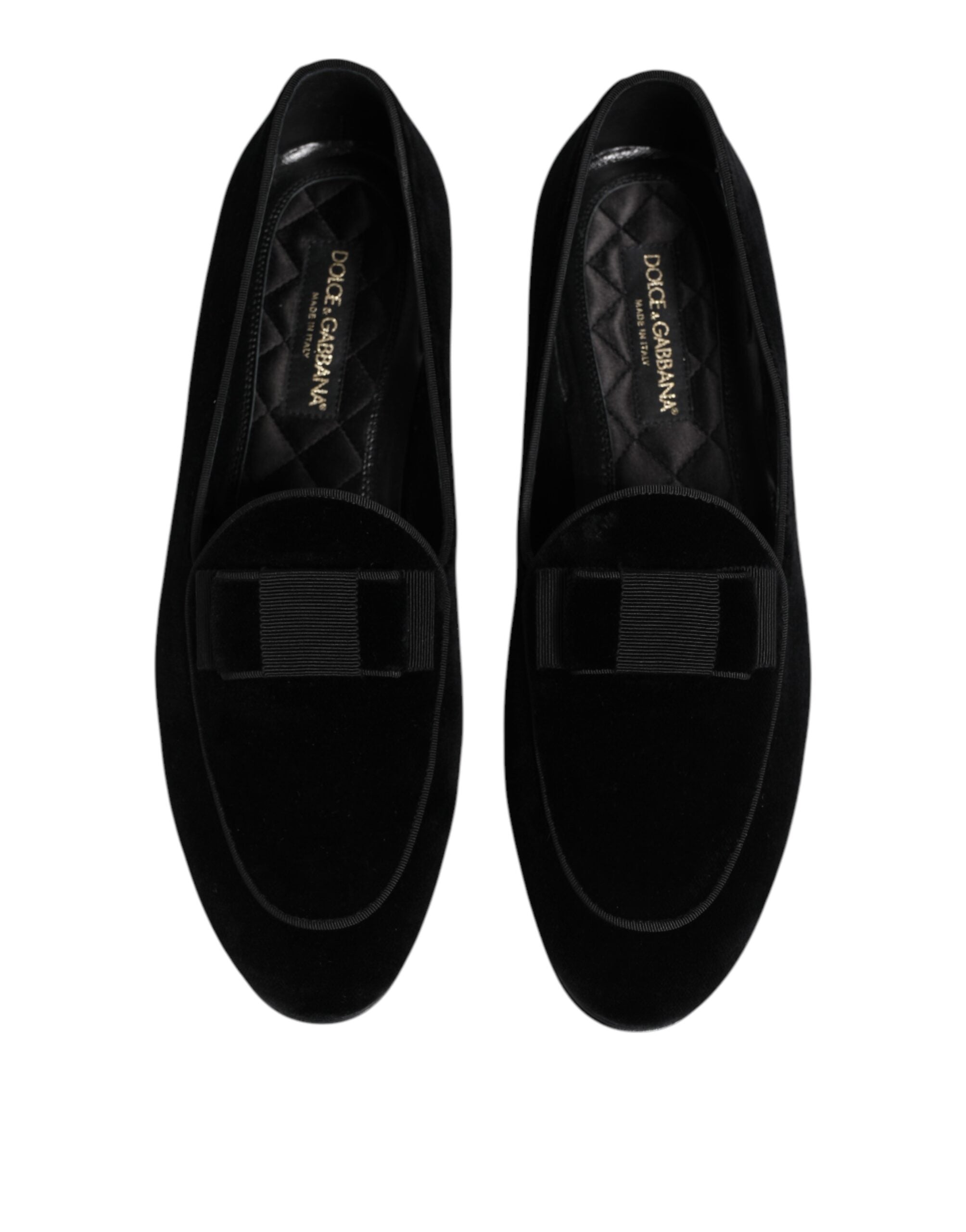 Dolce &amp; Gabbana Black Velvet Loafers Formelle mænd kjole sko