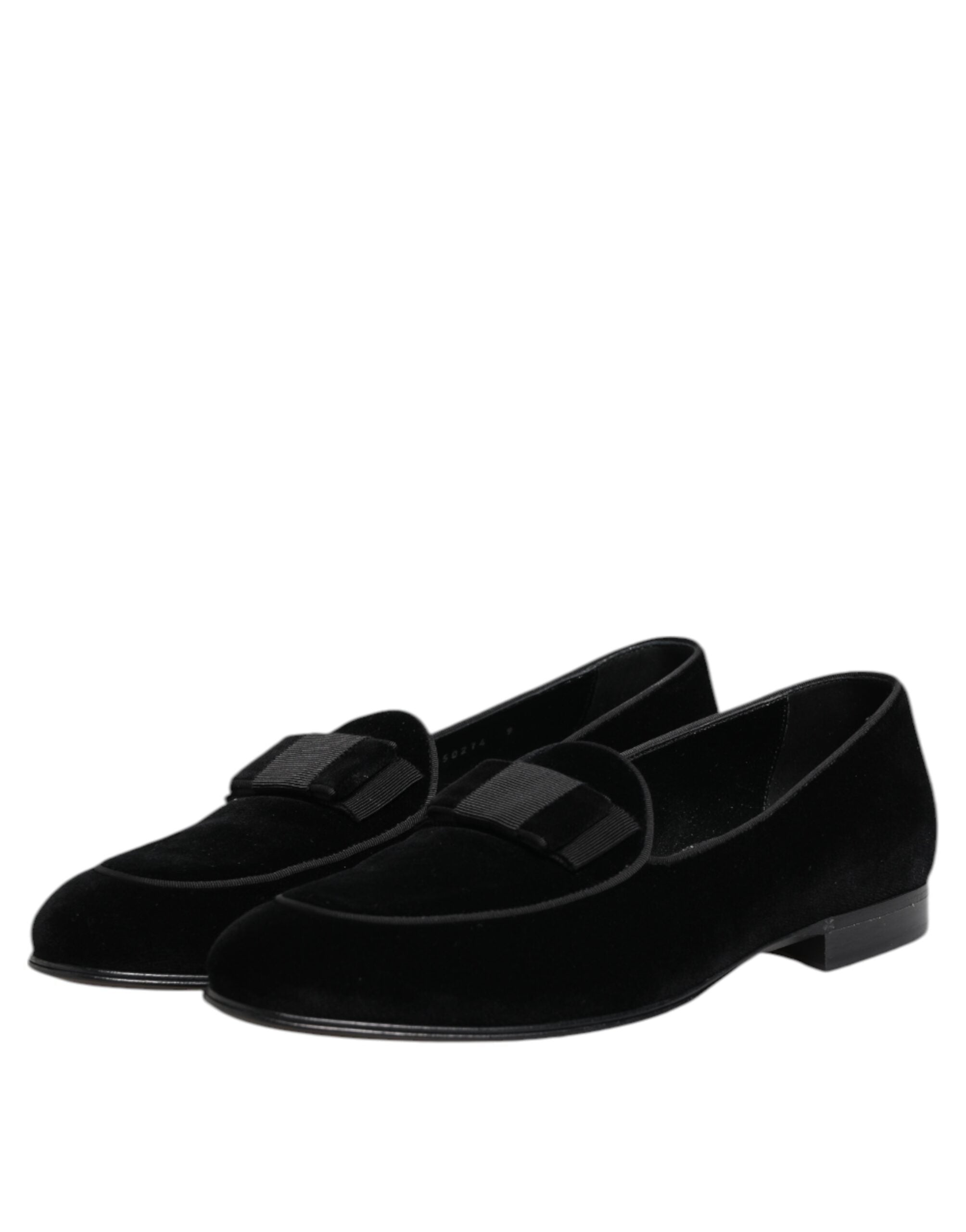 Dolce &amp; Gabbana Black Velvet Loafers Formelle mænd kjole sko