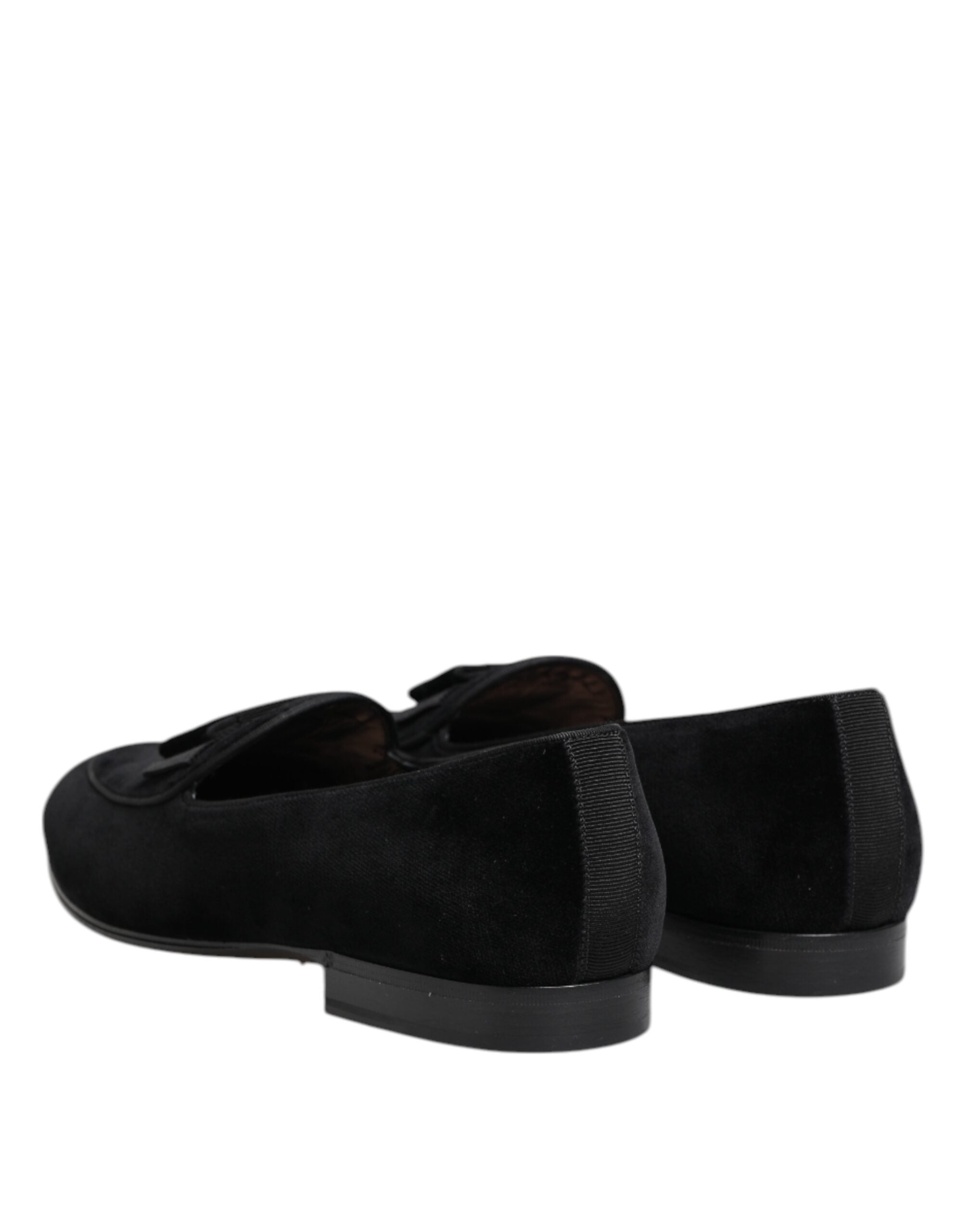Dolce &amp; Gabbana Black Velvet Loafers Formelle mænd kjole sko