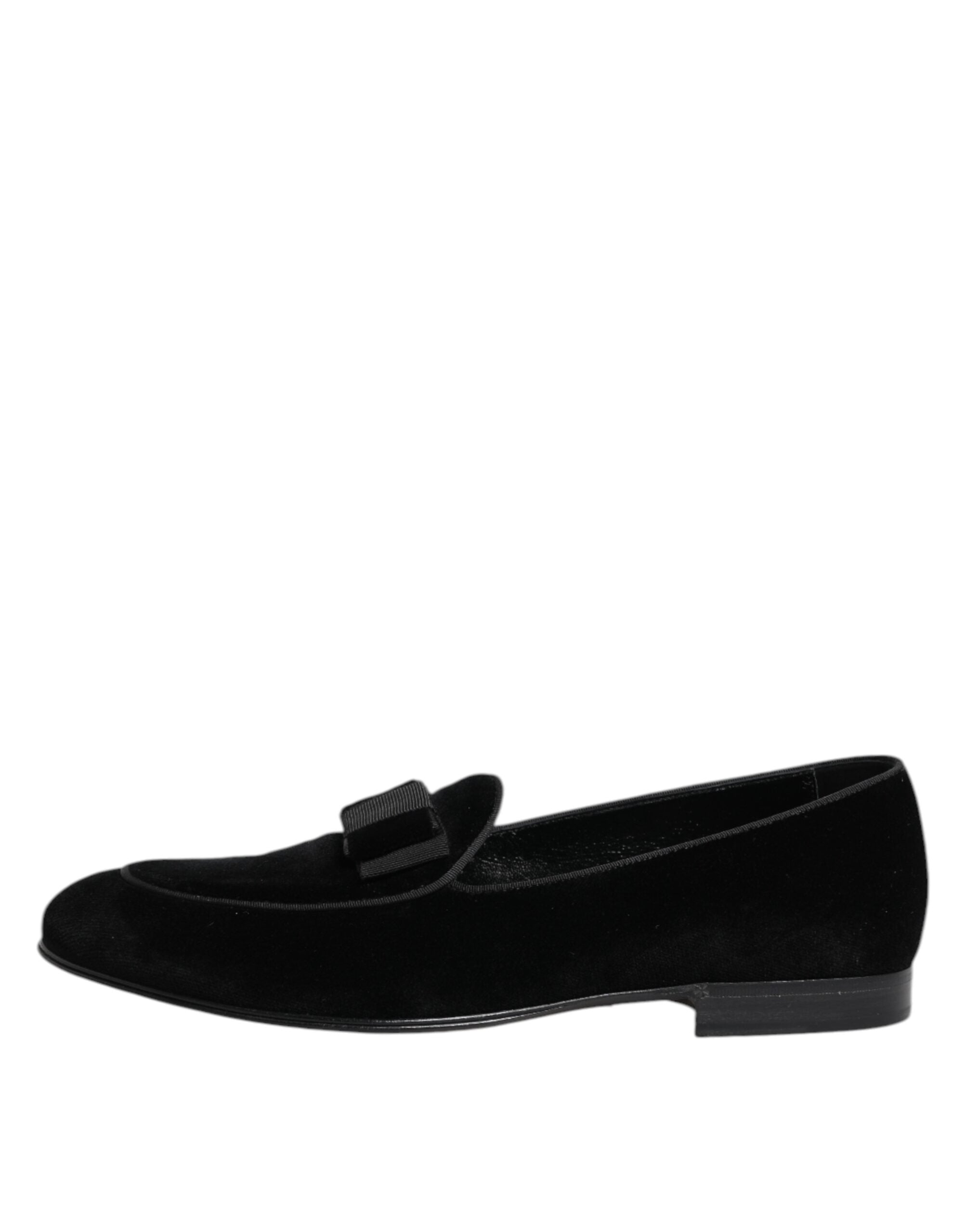Dolce &amp; Gabbana Black Velvet Loafers Formelle mænd kjole sko