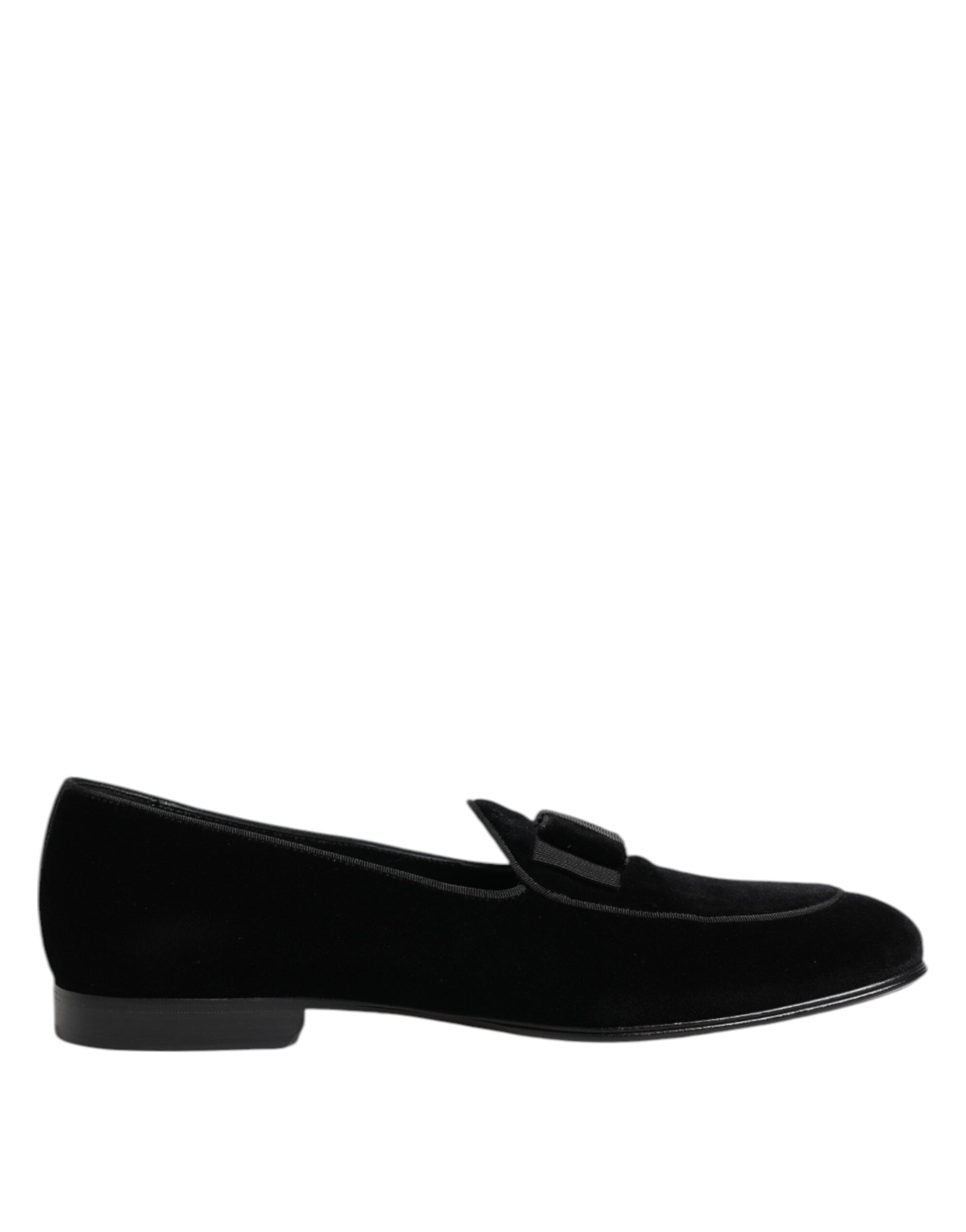 Dolce &amp; Gabbana Black Velvet Loafers Formelle mænd kjole sko
