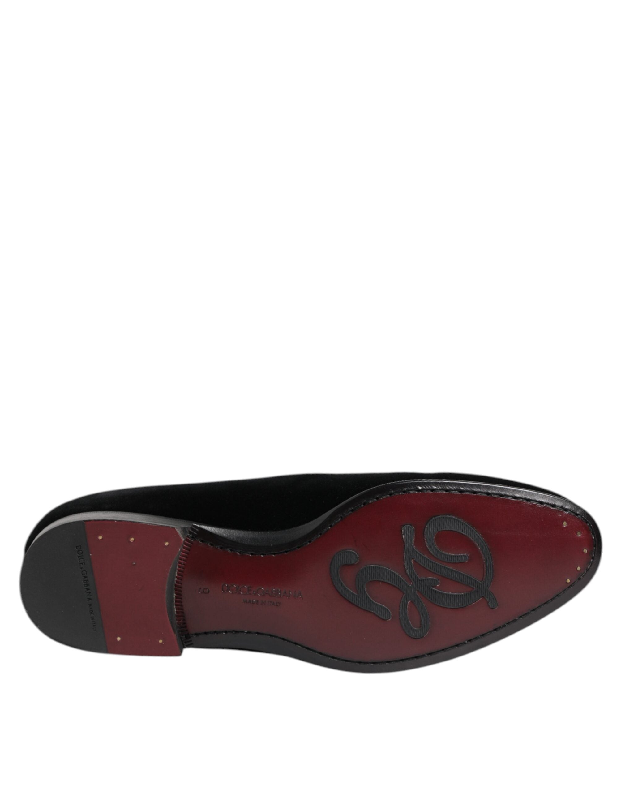 Dolce &amp; Gabbana Black Velvet Loafers Formelle mænd kjole sko