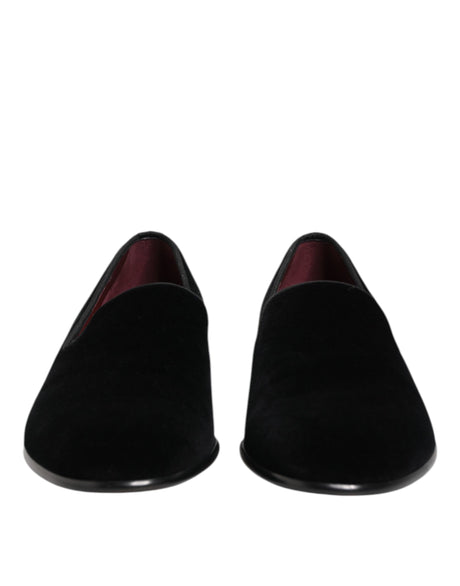 Dolce &amp; Gabbana Sorte Velour Slip On Loafers Herre Formelle Sko