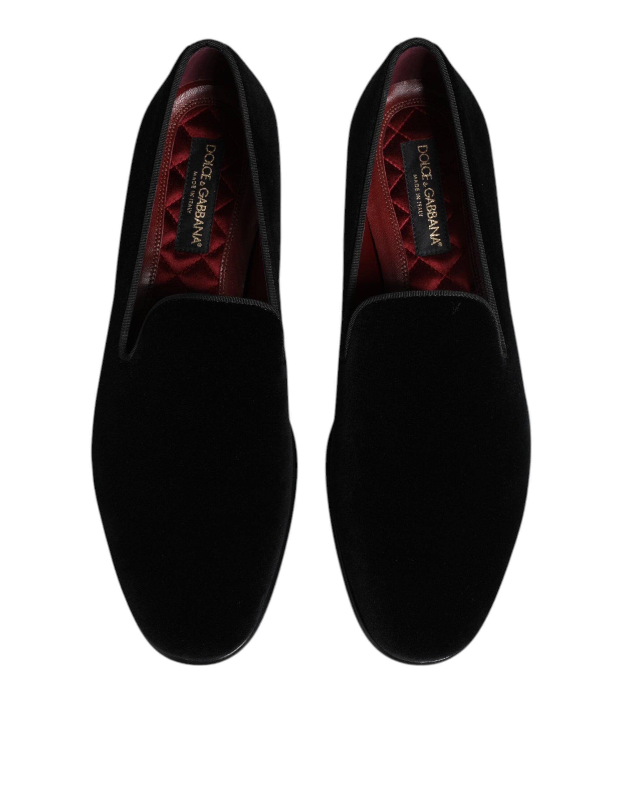 Dolce &amp; Gabbana Sorte Velour Slip On Loafers Herre Formelle Sko