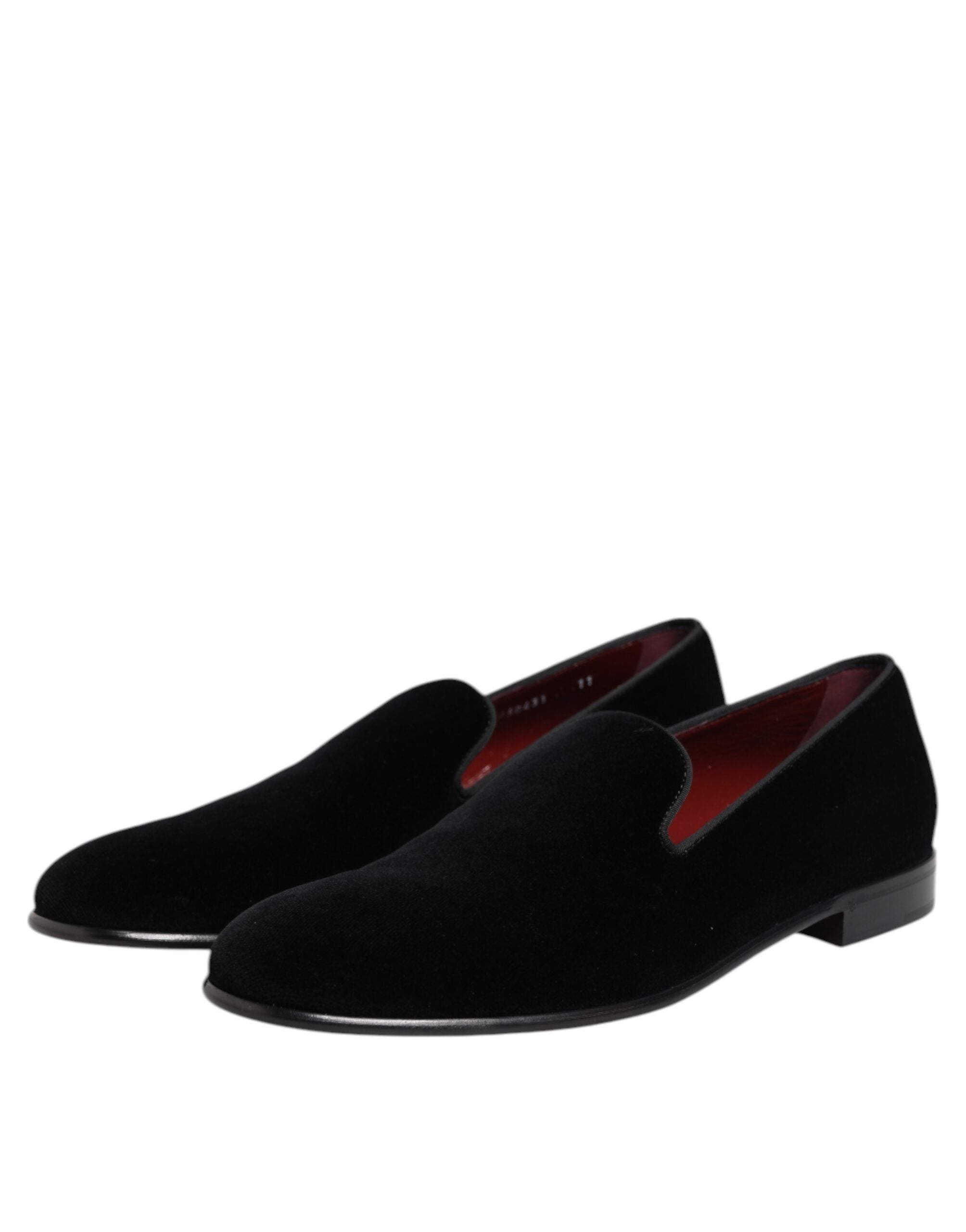 Dolce &amp; Gabbana Sorte Velour Slip On Loafers Herre Formelle Sko