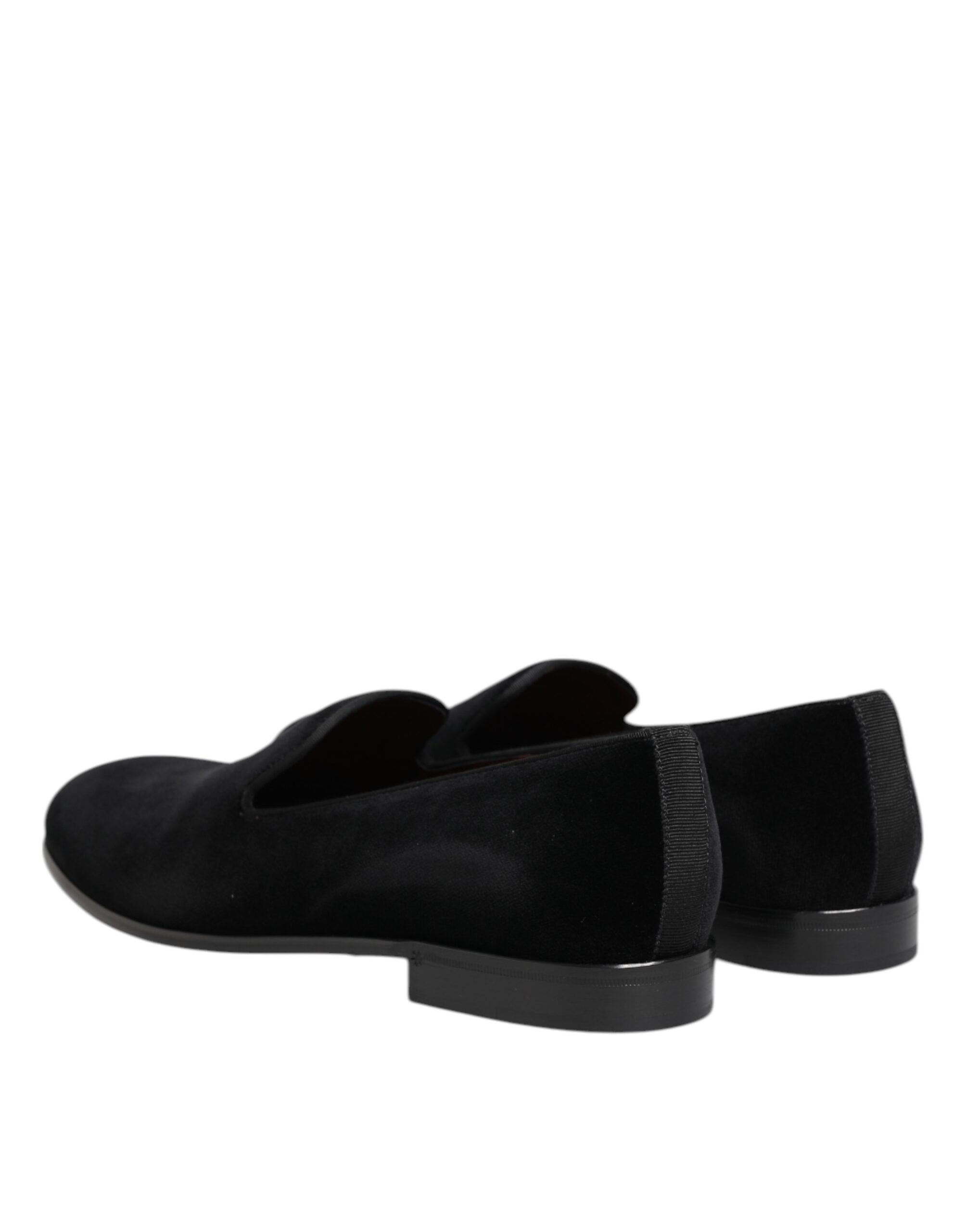 Dolce &amp; Gabbana Sorte Velour Slip On Loafers Herre Formelle Sko