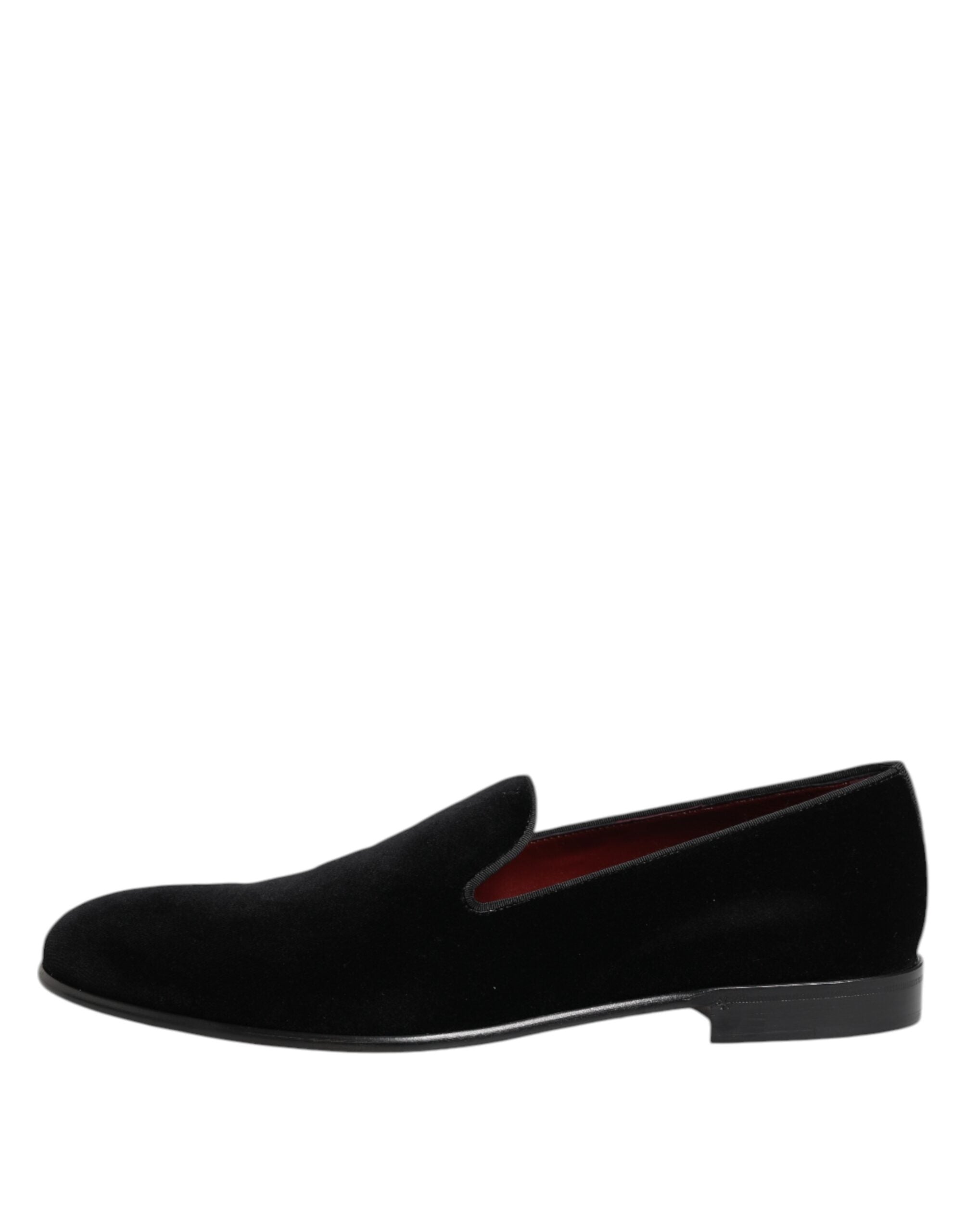 Dolce &amp; Gabbana Sorte Velour Slip On Loafers Herre Formelle Sko