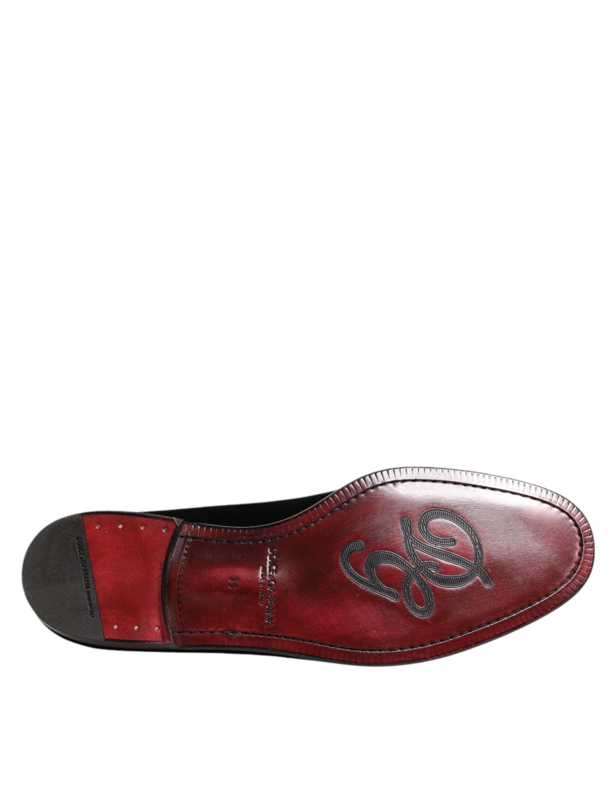 Dolce &amp; Gabbana Sorte Velour Slip On Loafers Herre Formelle Sko