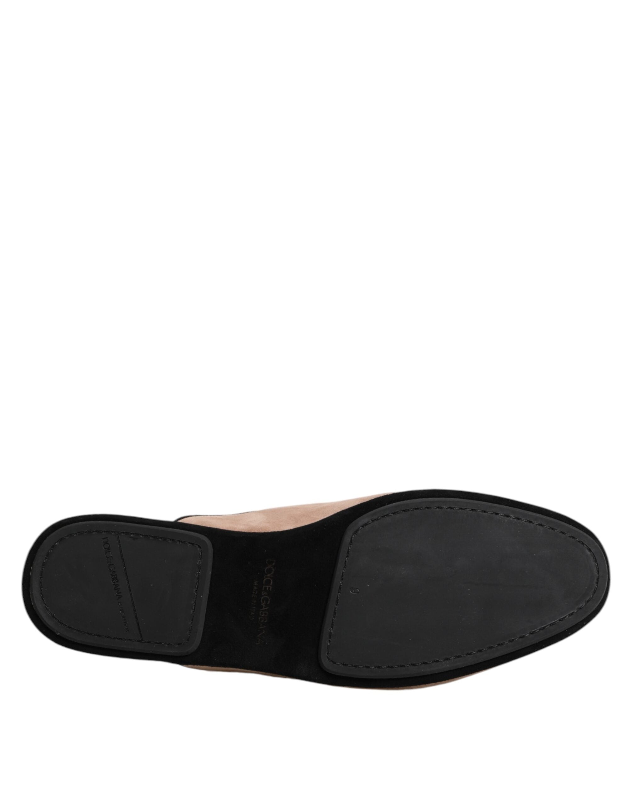 Dolce &amp; Gabbana Beige Ruskindslæder Slides Flade Tøfler