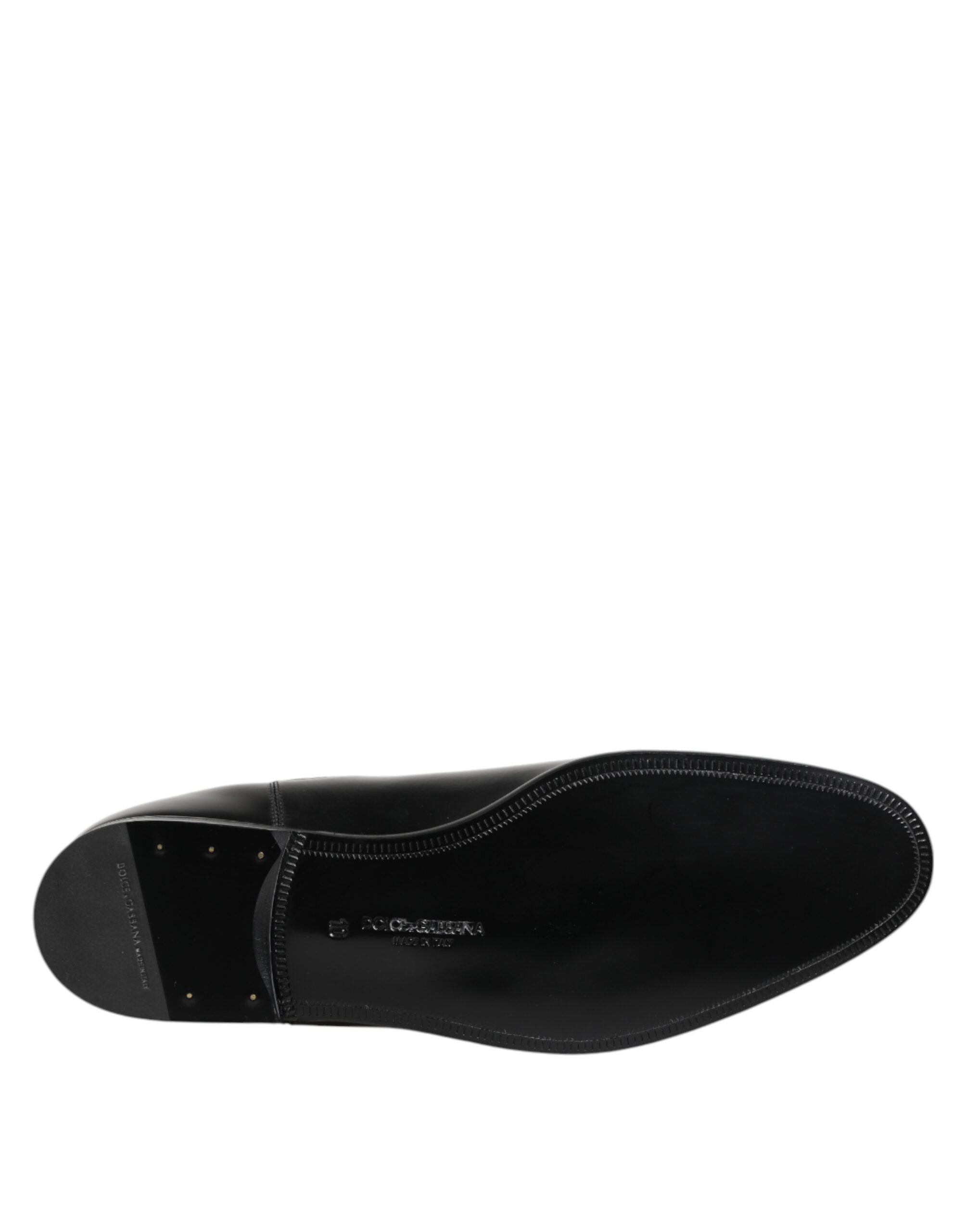 Dolce & Gabbana Black Leather Slip On Mid Calf Boots Shoes