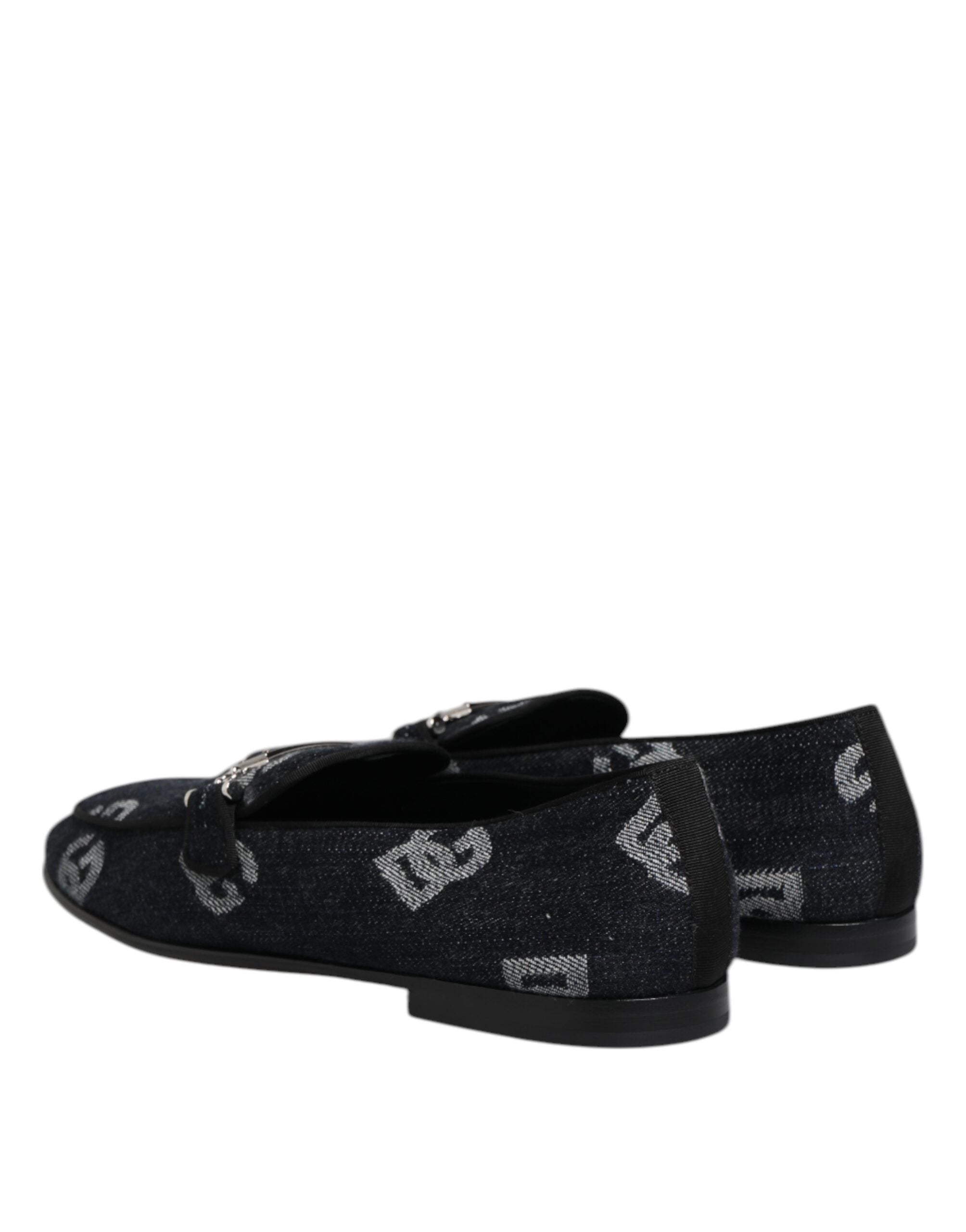 Dolce &amp; Gabbana Blå Logo Bomuldsloafers Formelle Sko