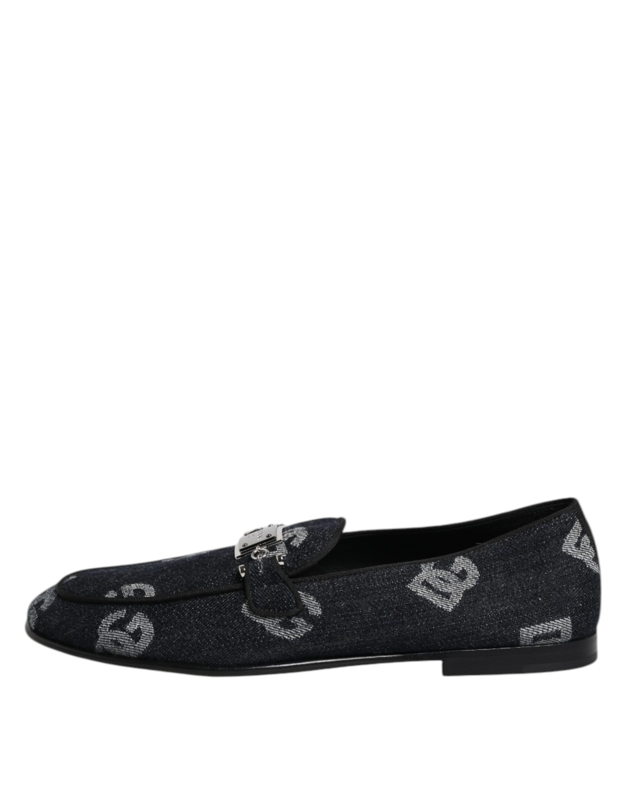 Dolce &amp; Gabbana Blå Logo Bomuldsloafers Formelle Sko
