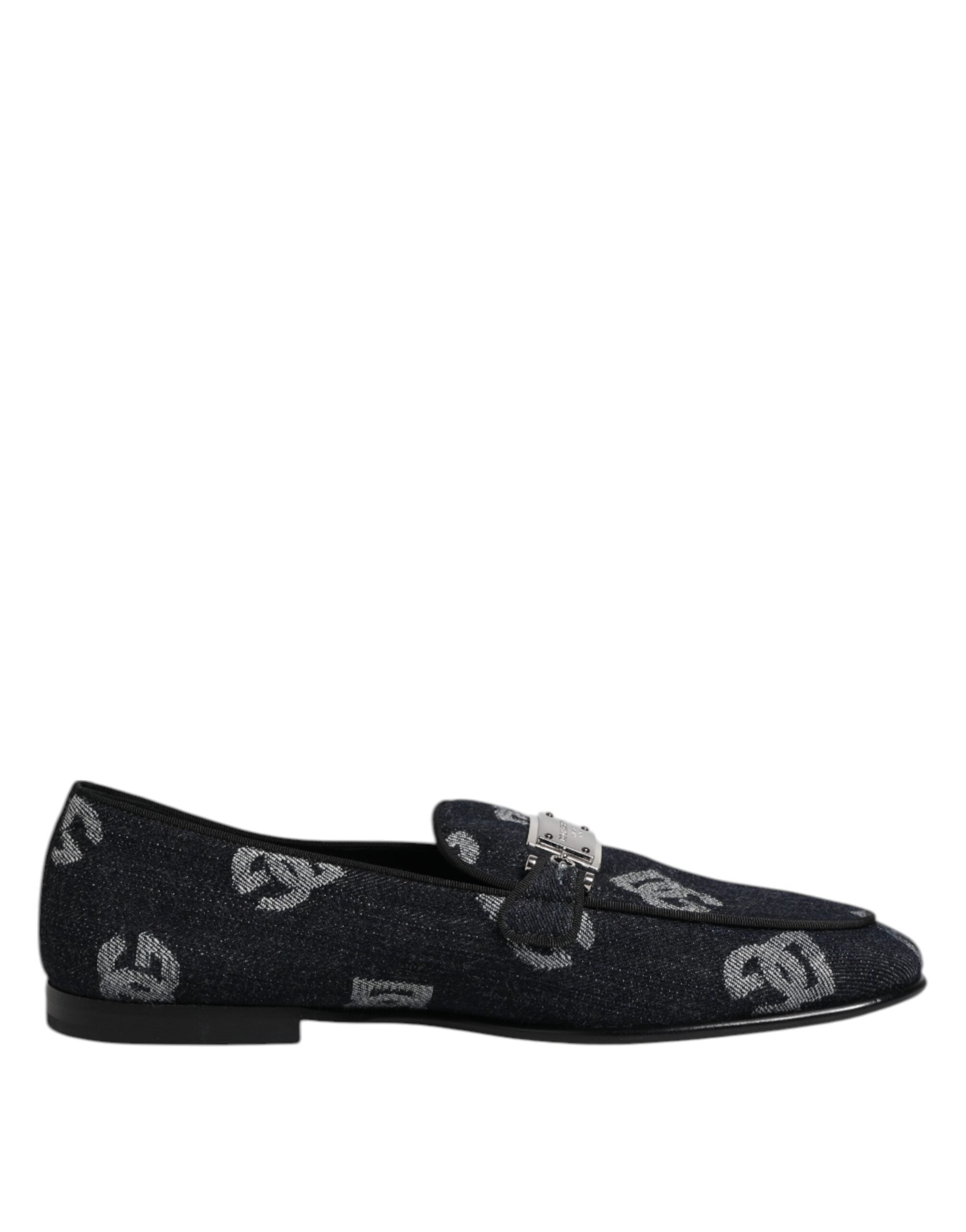 Dolce &amp; Gabbana Blå Logo Bomuldsloafers Formelle Sko