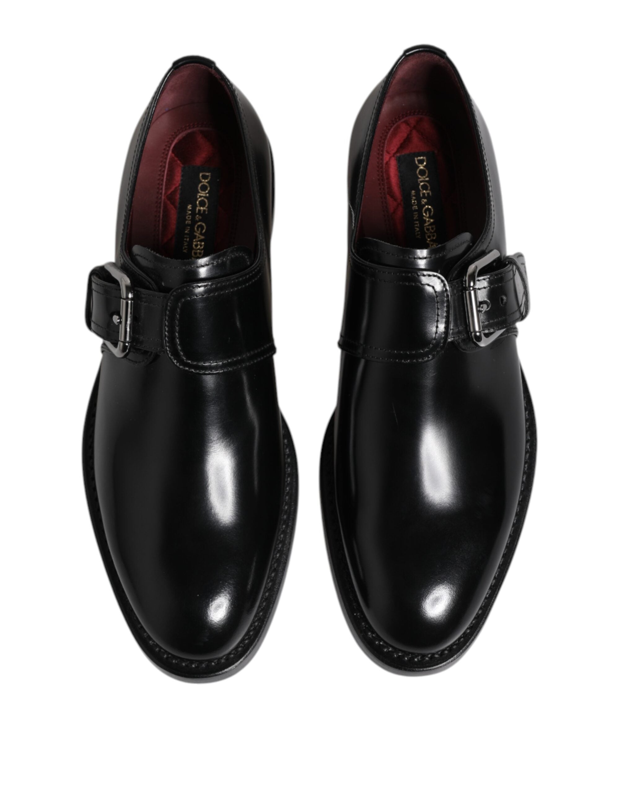 Dolce &amp; Gabbana Svarta Läder Derby Formella Skor Med Monk Strap