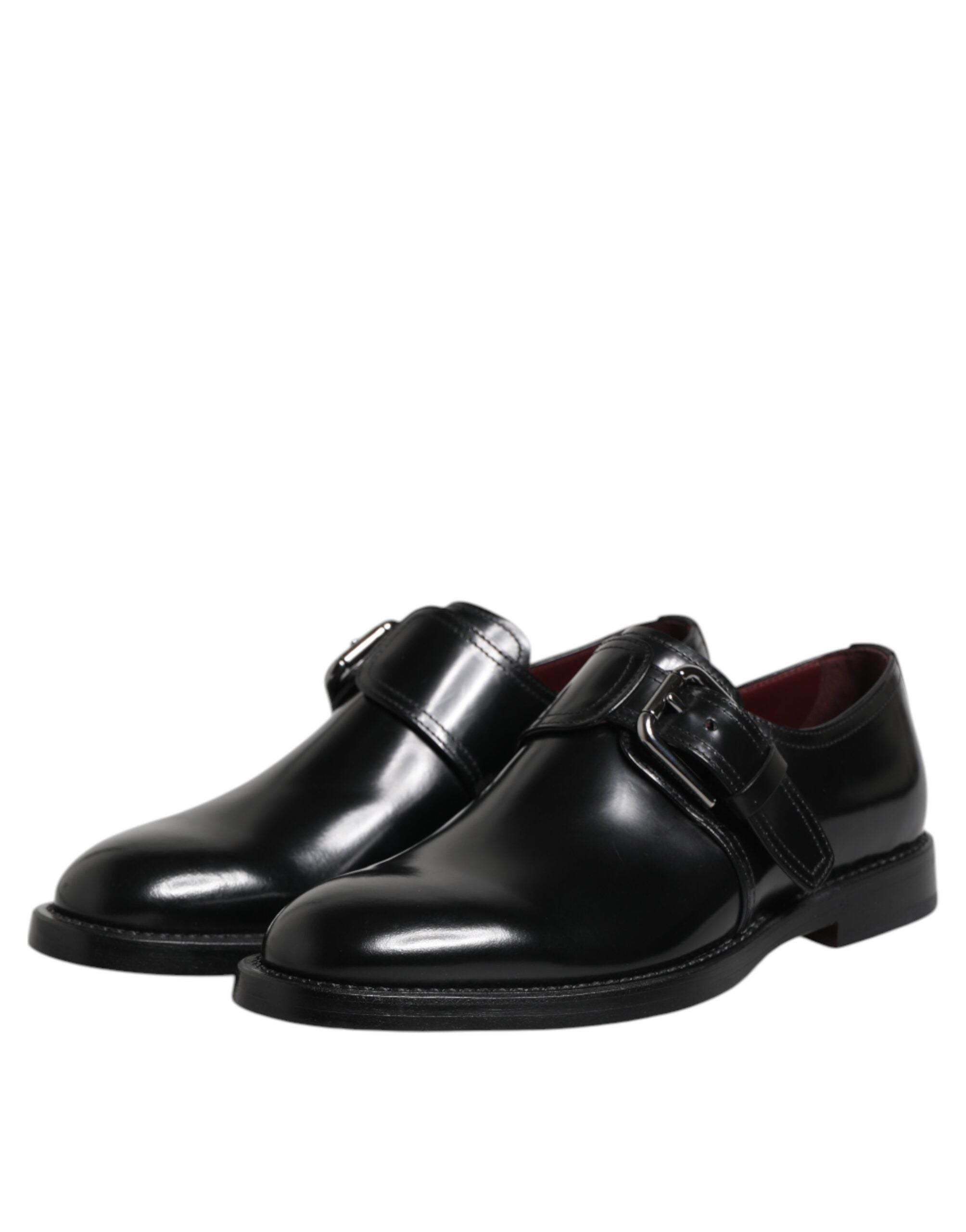 Dolce &amp; Gabbana Svarta Läder Derby Formella Skor Med Monk Strap