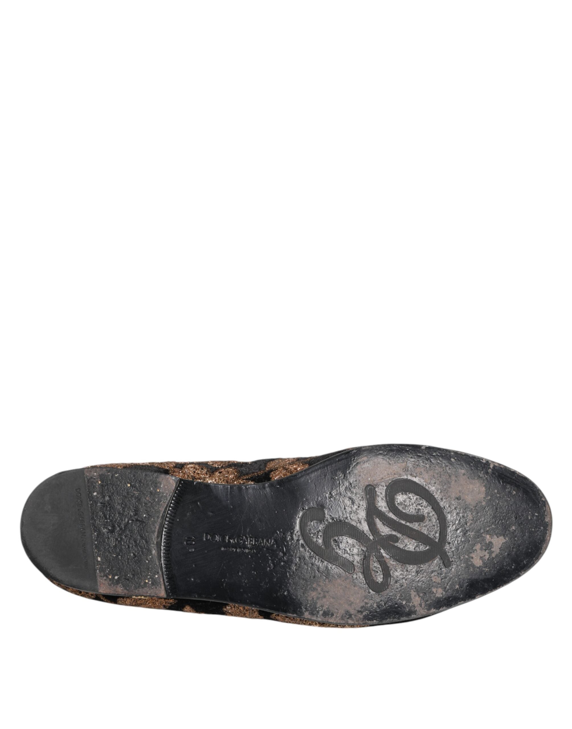 Dolce &amp; Gabbana Sorte Blomsterbroderi Herre Loafers Sko