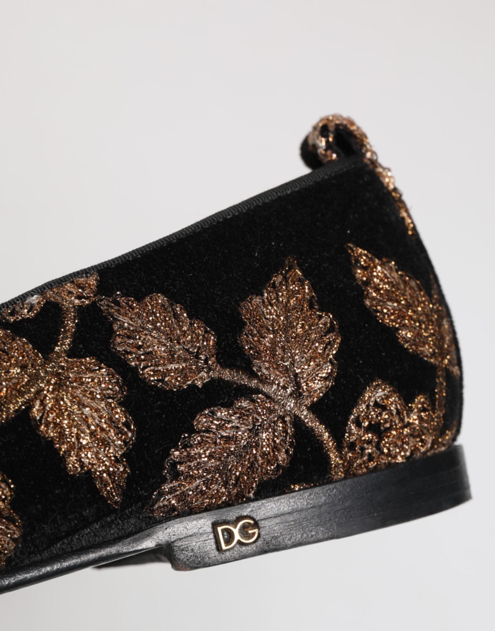 Dolce &amp; Gabbana Sorte Blomsterbroderi Herre Loafers Sko