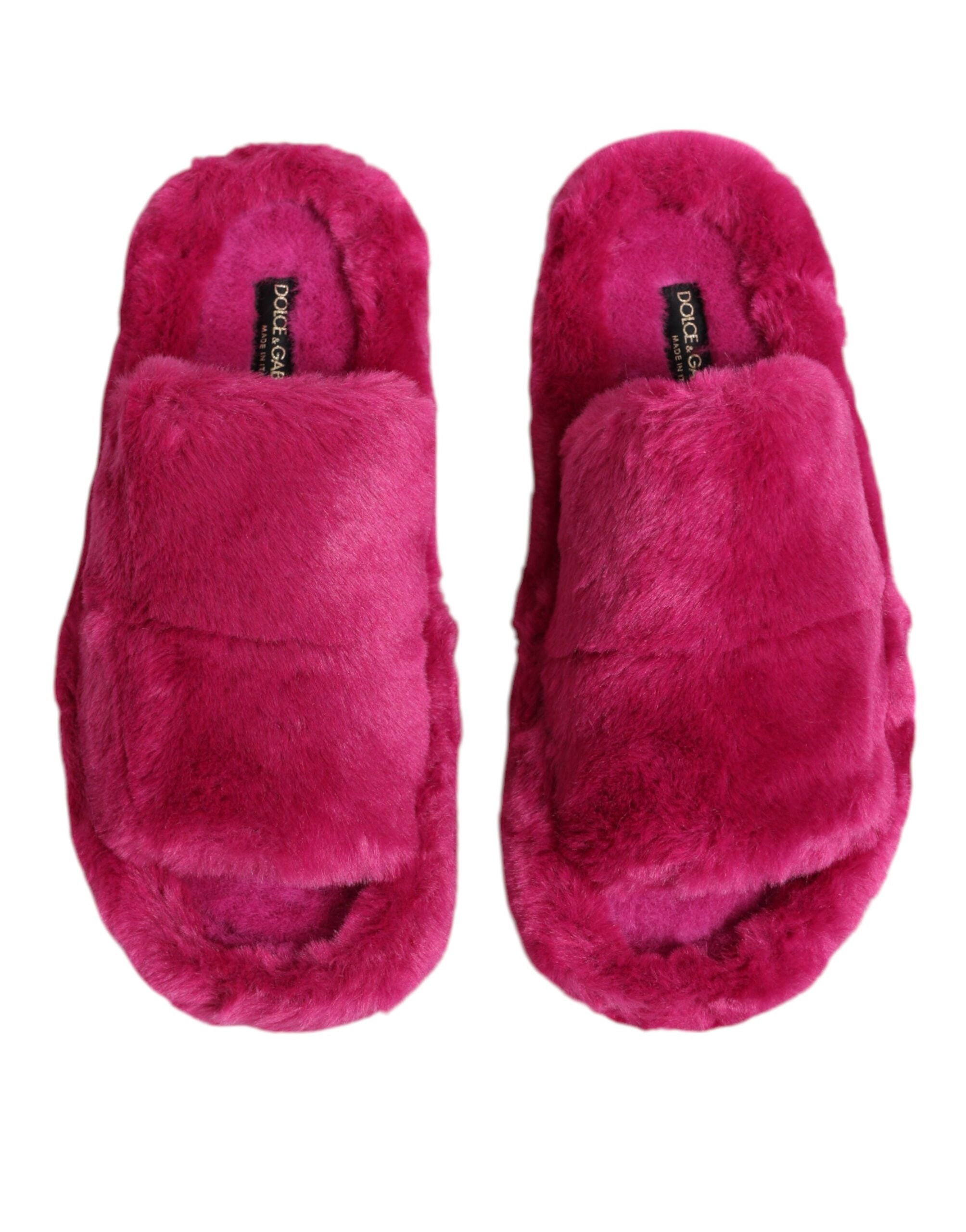 Dolce &amp; Gabbana Pink Akryl Imiteret Pels Herre Flade Sandaler Sko