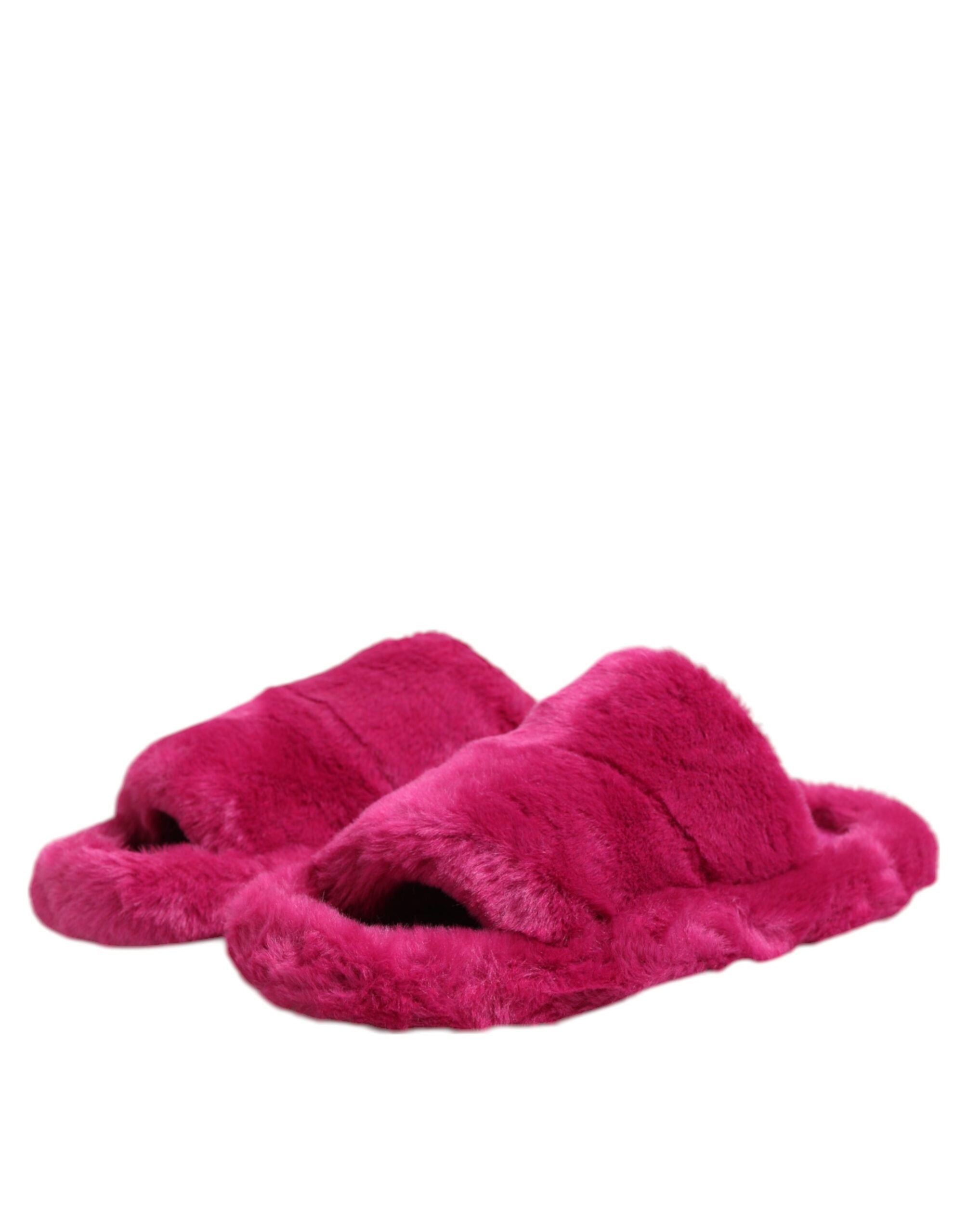Dolce &amp; Gabbana Pink Akryl Imiteret Pels Herre Flade Sandaler Sko
