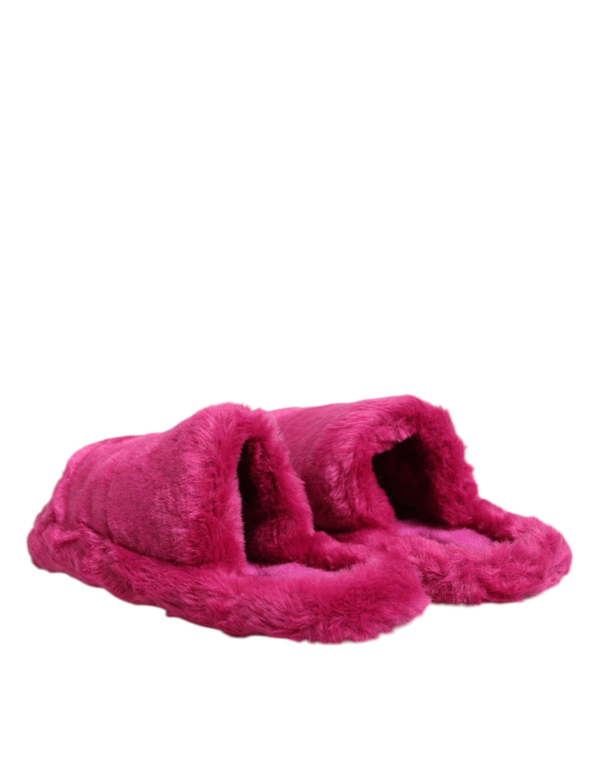 Dolce &amp; Gabbana Pink Akryl Imiteret Pels Herre Flade Sandaler Sko